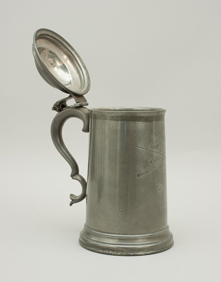 Billiard Trophy, Pewter Tankard Hinged Dome Topped Lid For Sale at 1stDibs