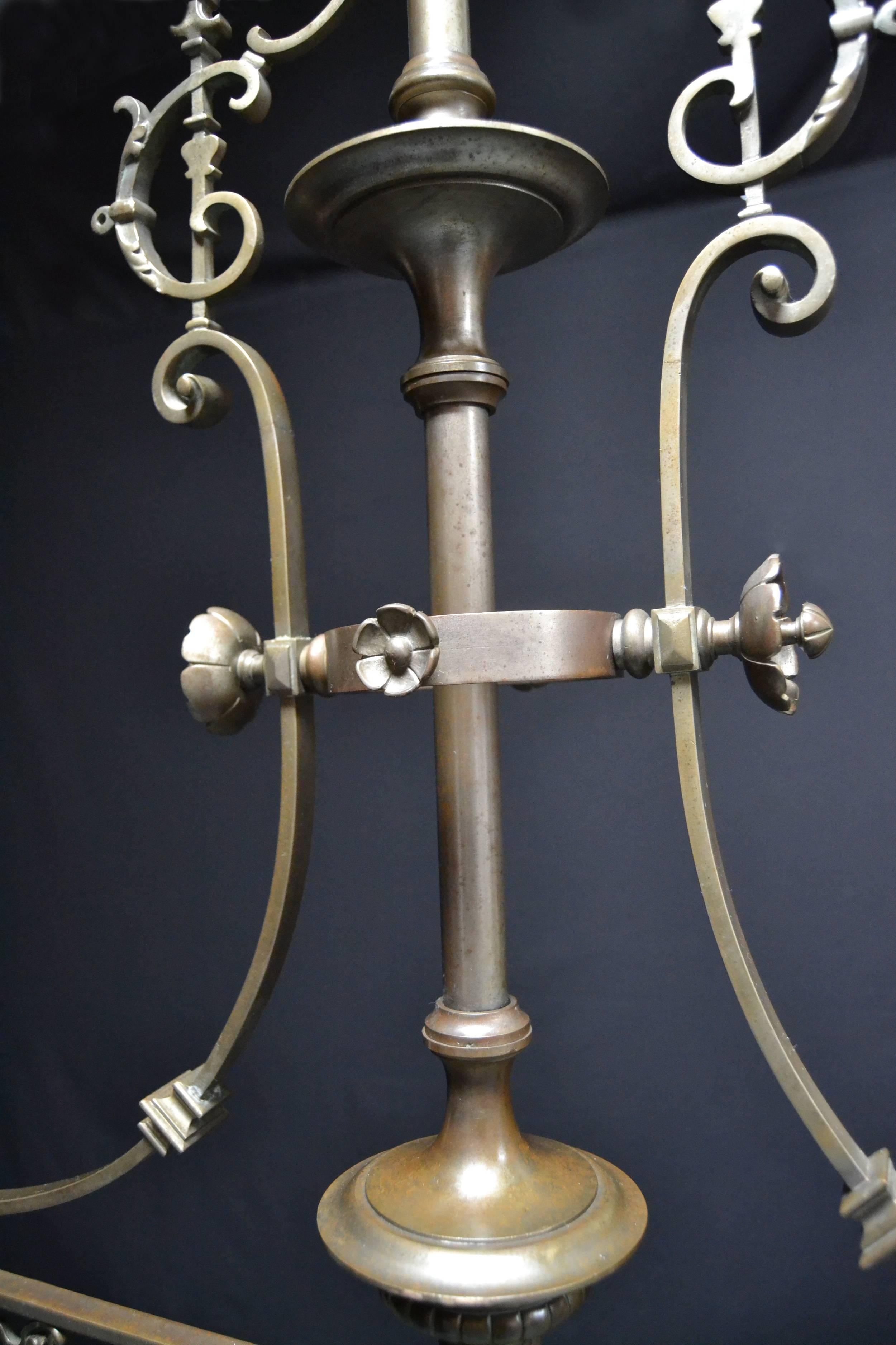 Late 19th Century  Gothic billiard snooker pool lamp or light  brass english victorian made 1890 For Sale
