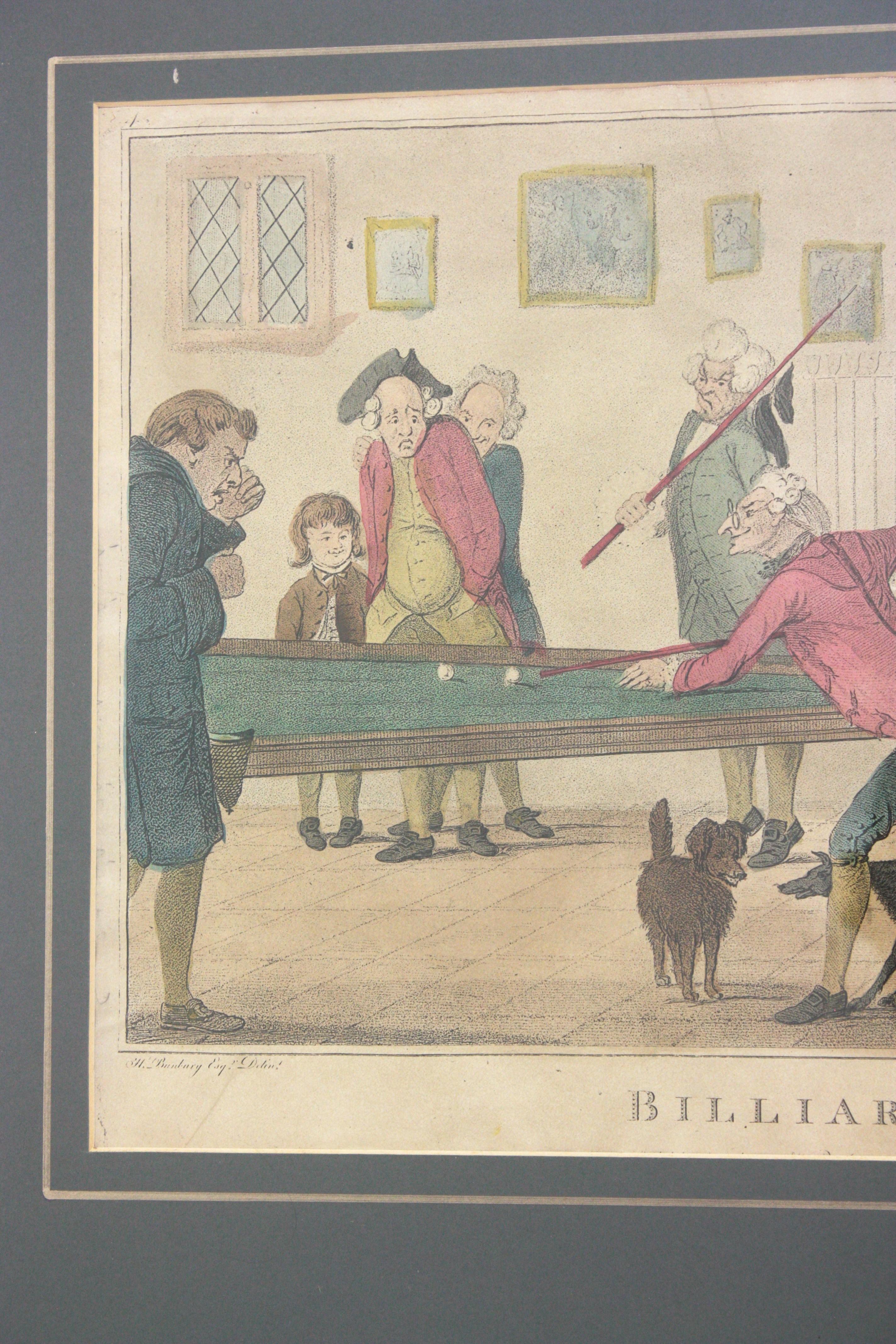 Inglese Stampa BILLIARDS, dopo H. H. Bunbury, Thomas Rowlandson in vendita