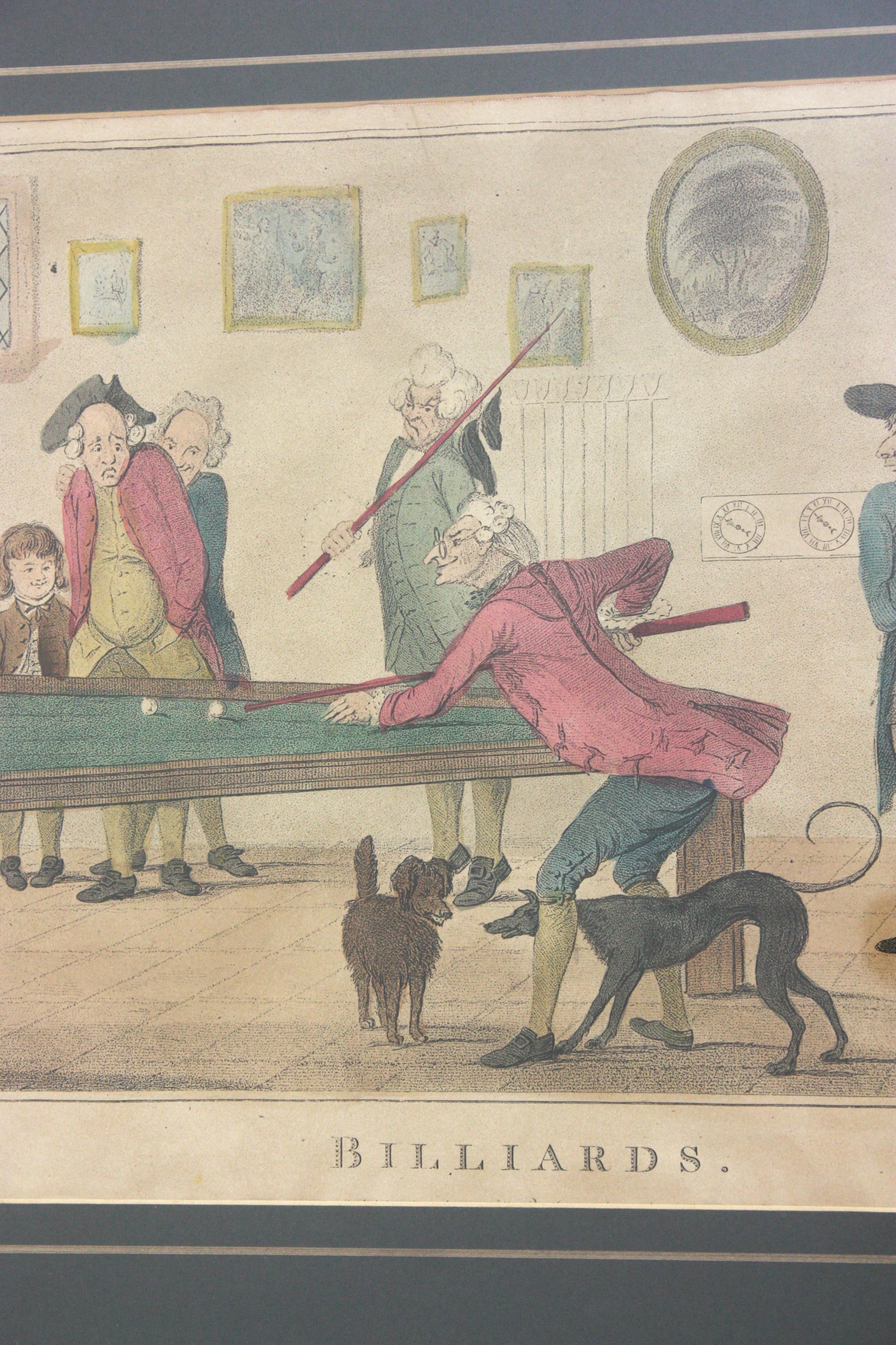 Inciso Stampa BILLIARDS, dopo H. H. Bunbury, Thomas Rowlandson in vendita