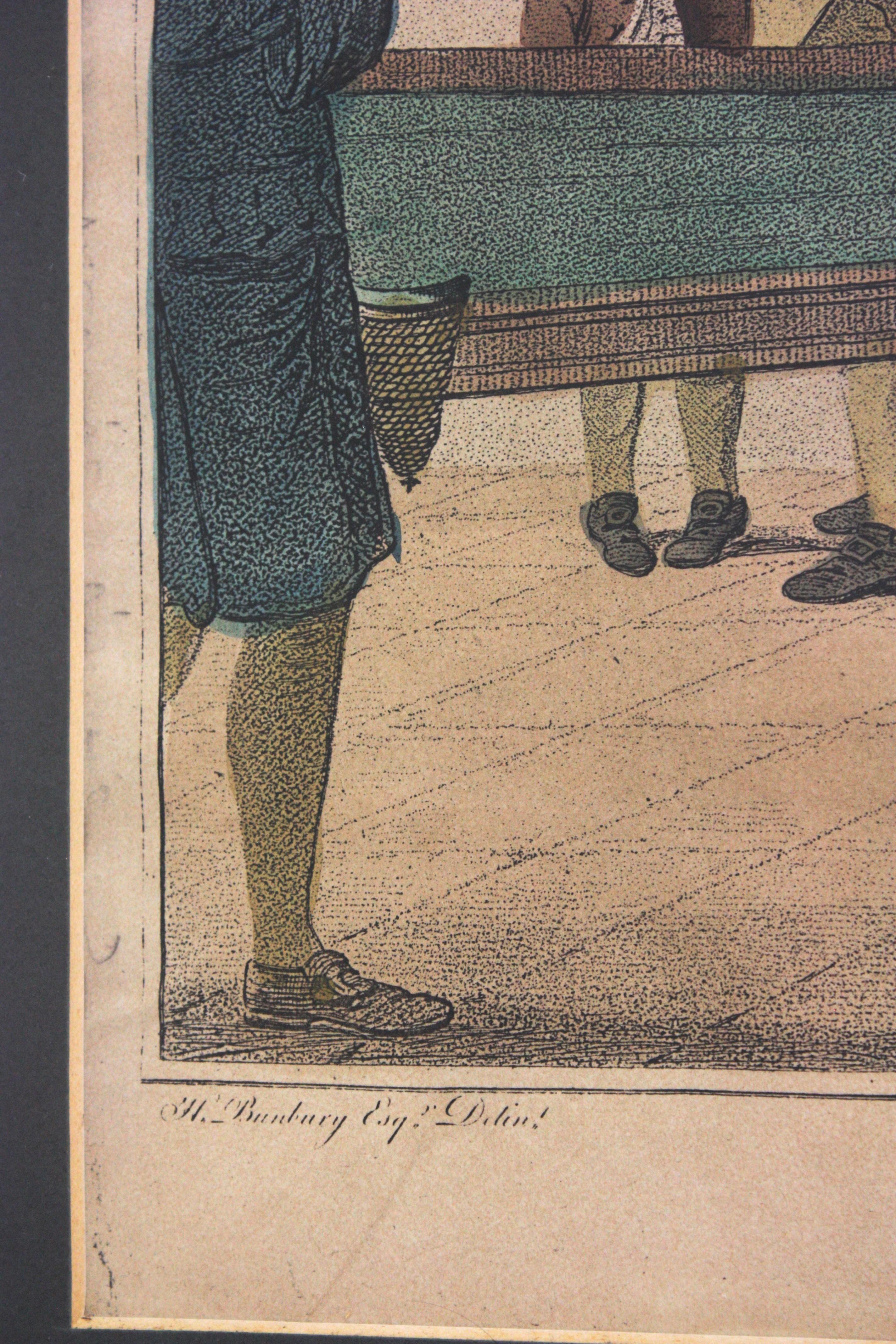 Vetro Stampa BILLIARDS, dopo H. H. Bunbury, Thomas Rowlandson in vendita
