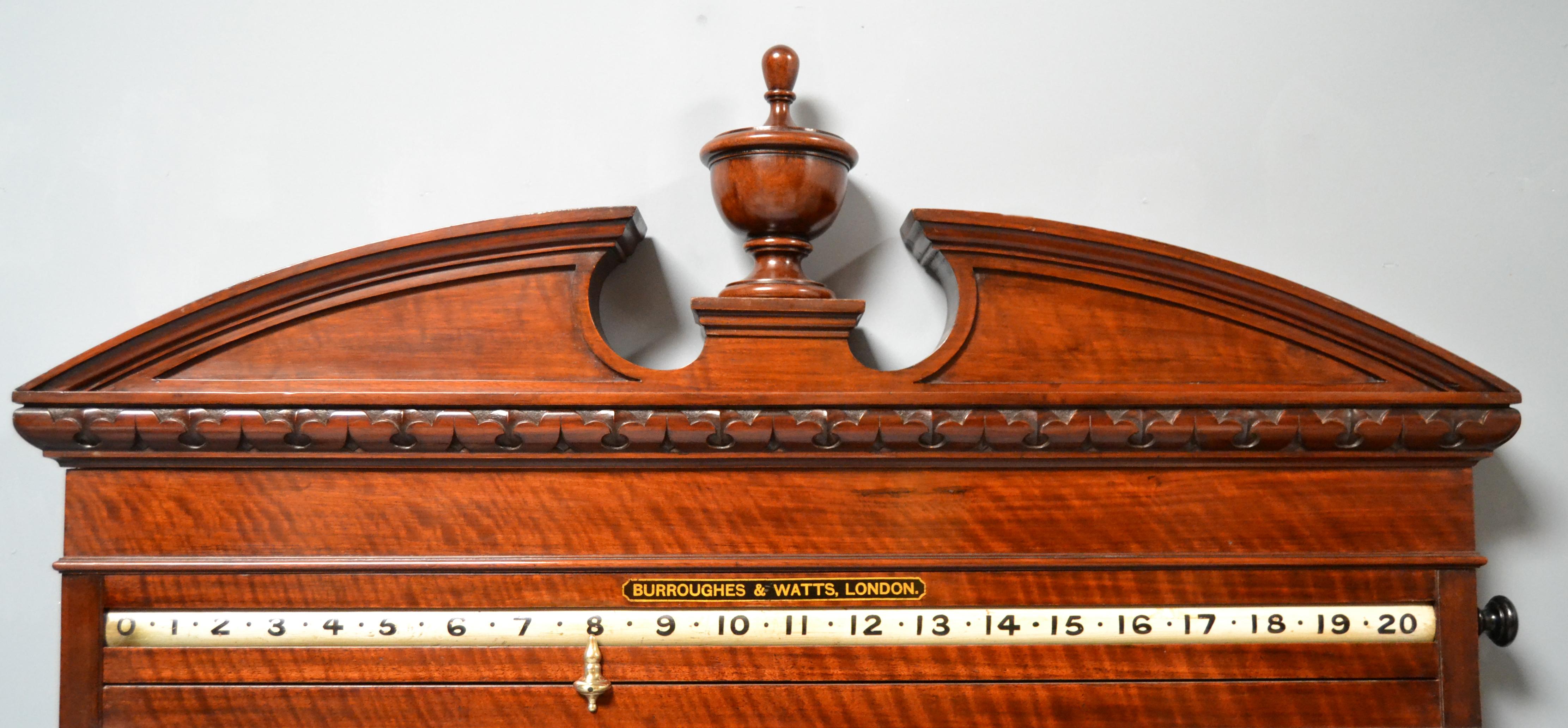 Victorian Billiards Snooker or Pool Scoring Cabinet mahogany For Sale