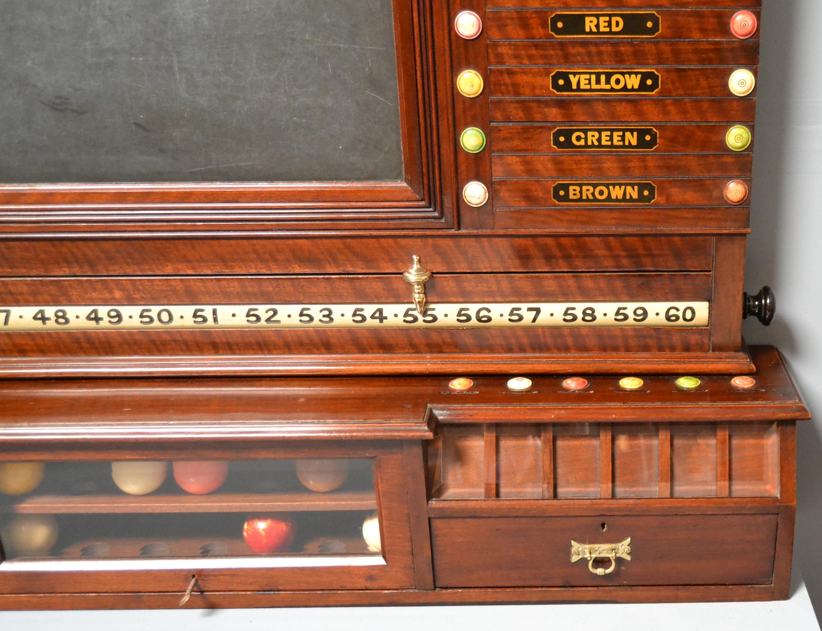English Billiards Snooker or Pool Scoring Cabinet mahogany For Sale