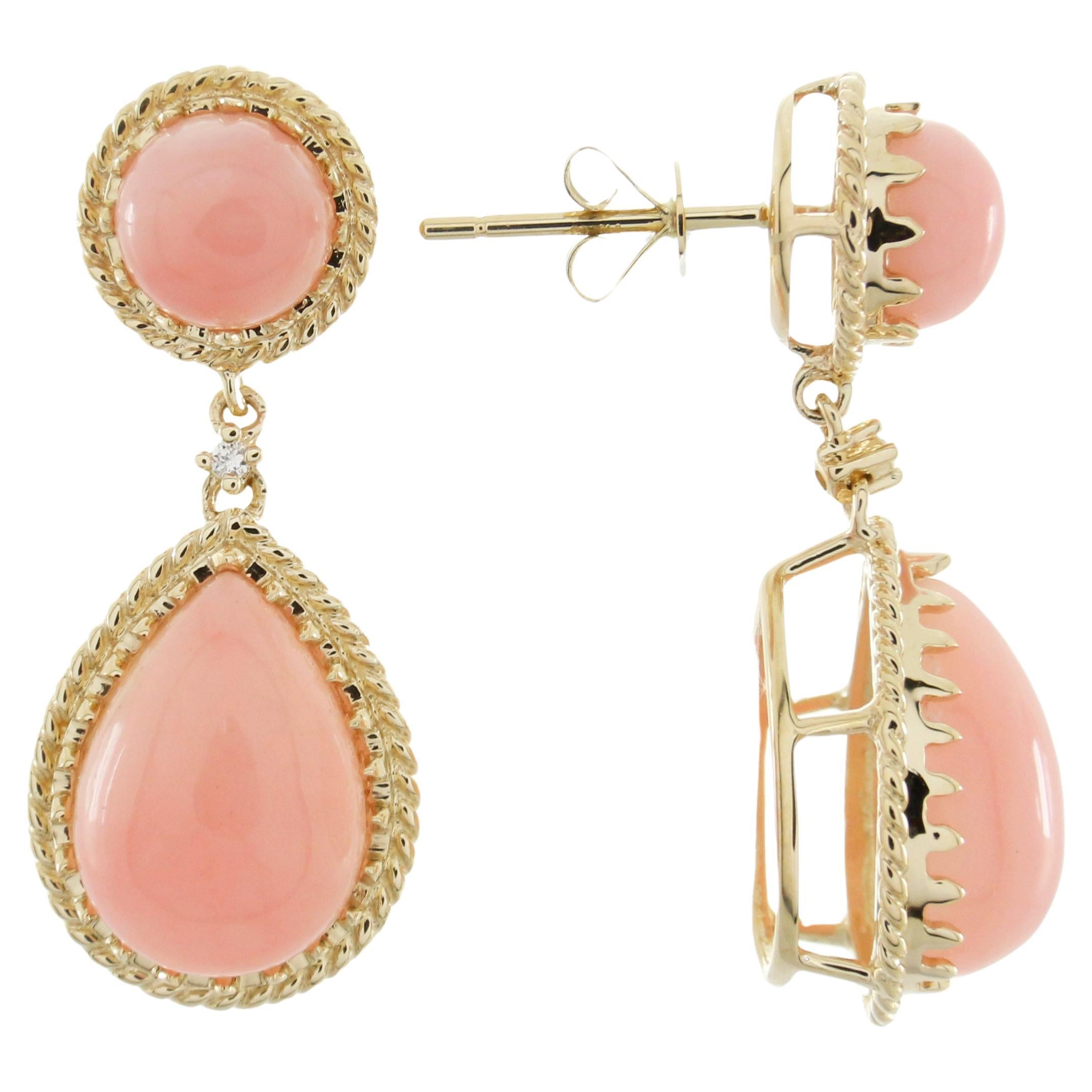 Billie 14K Yellow Gold Pear-Cut Pink Opal Earrings For Sale