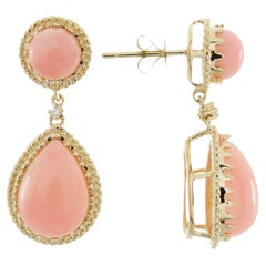 Boucles d'oreilles Billie en or jaune 14K avec opale rose taillée en poire