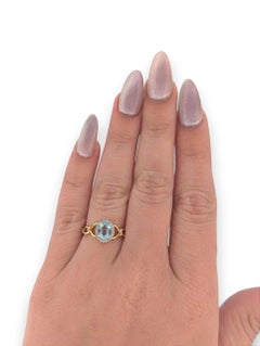 Billie  Aquamarine Ring, 10K Yellow Gold with 0.60ct Natural Oval Aquamarine