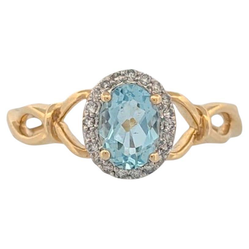 Billie  Aquamarine Ring, 10K Yellow Gold with 0.60ct Natural Oval Aquamarine
