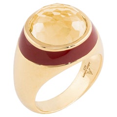 Billie Enamel Ring with Cabochon Citrine in Gold