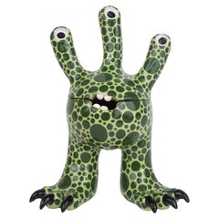 Billie Monster Pot - Green Polka