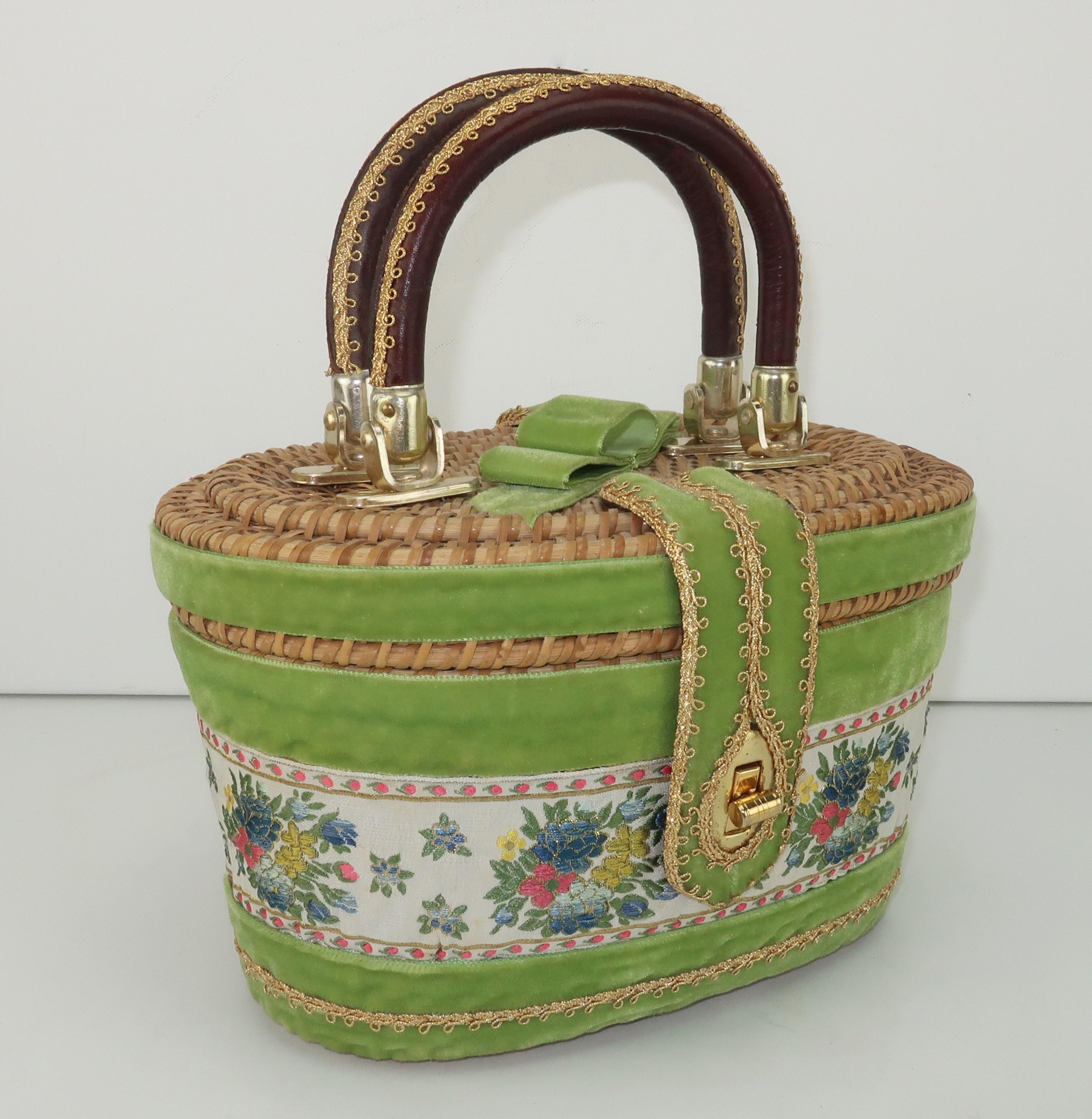 Brown Billie Ross of Palm Beach Wicker Basket Handbag, 1960’s