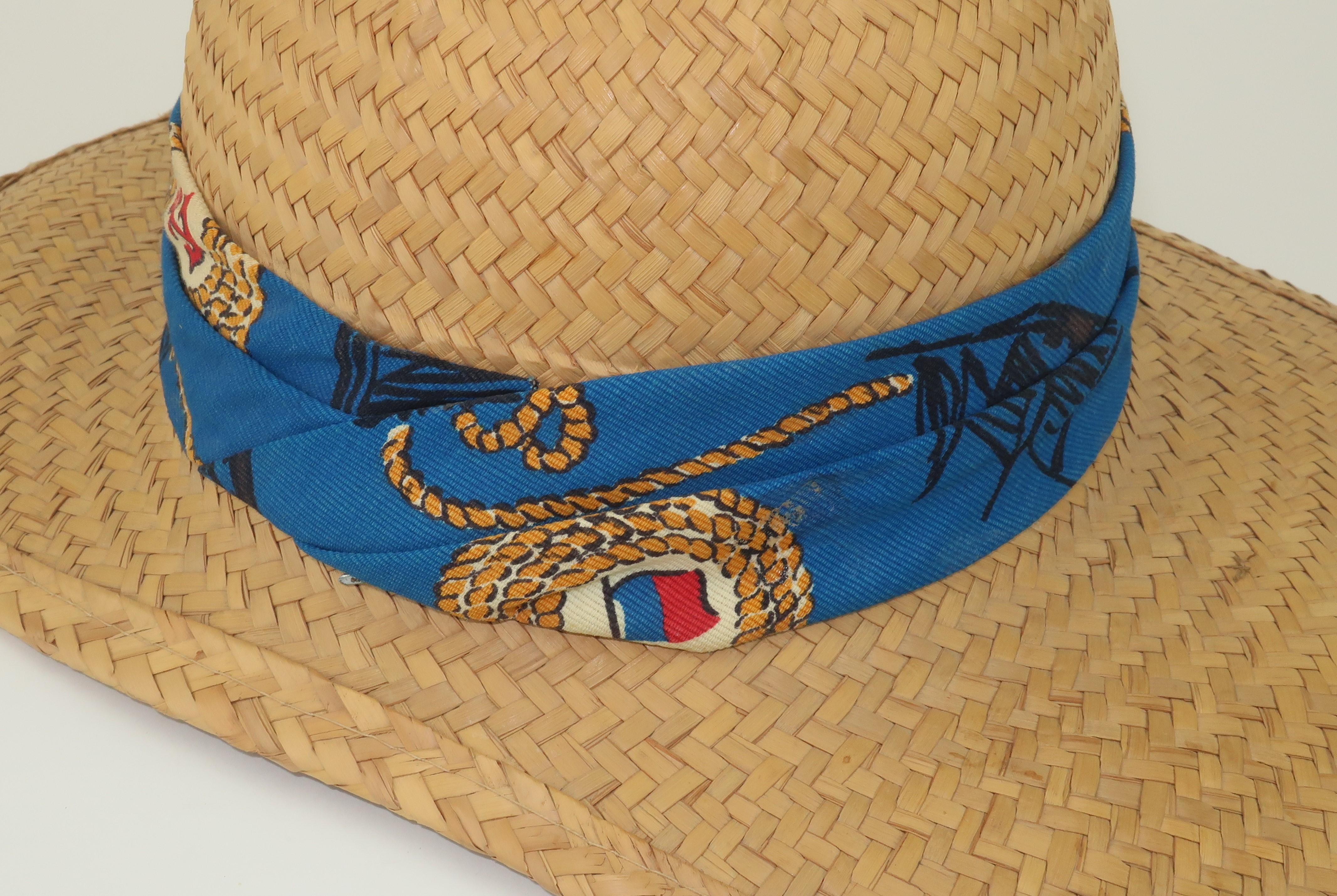 Billie Ross of the Palm Beaches Nautical Straw Hat, 1960's 4