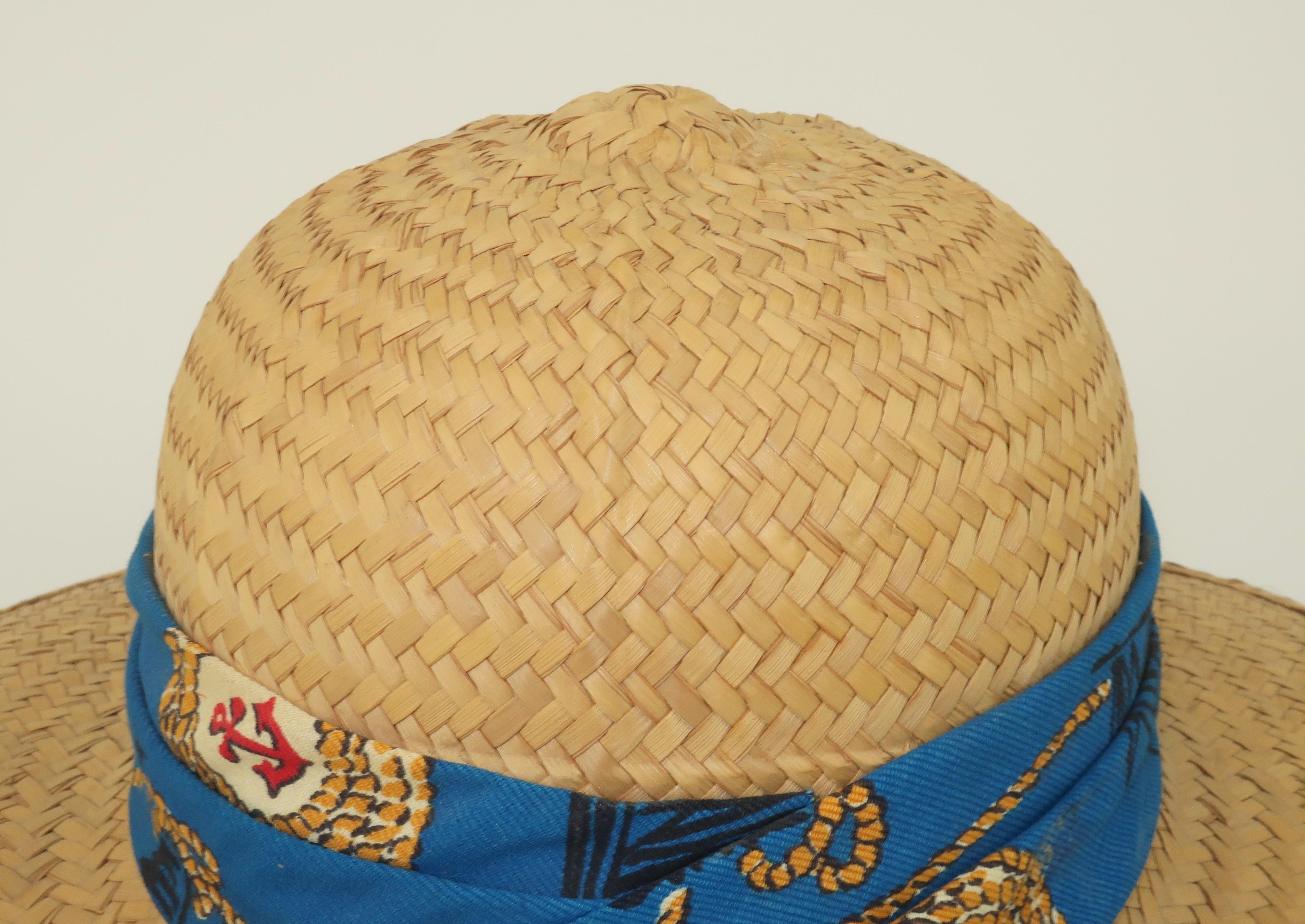 Billie Ross of the Palm Beaches Nautical Straw Hat, 1960's 6