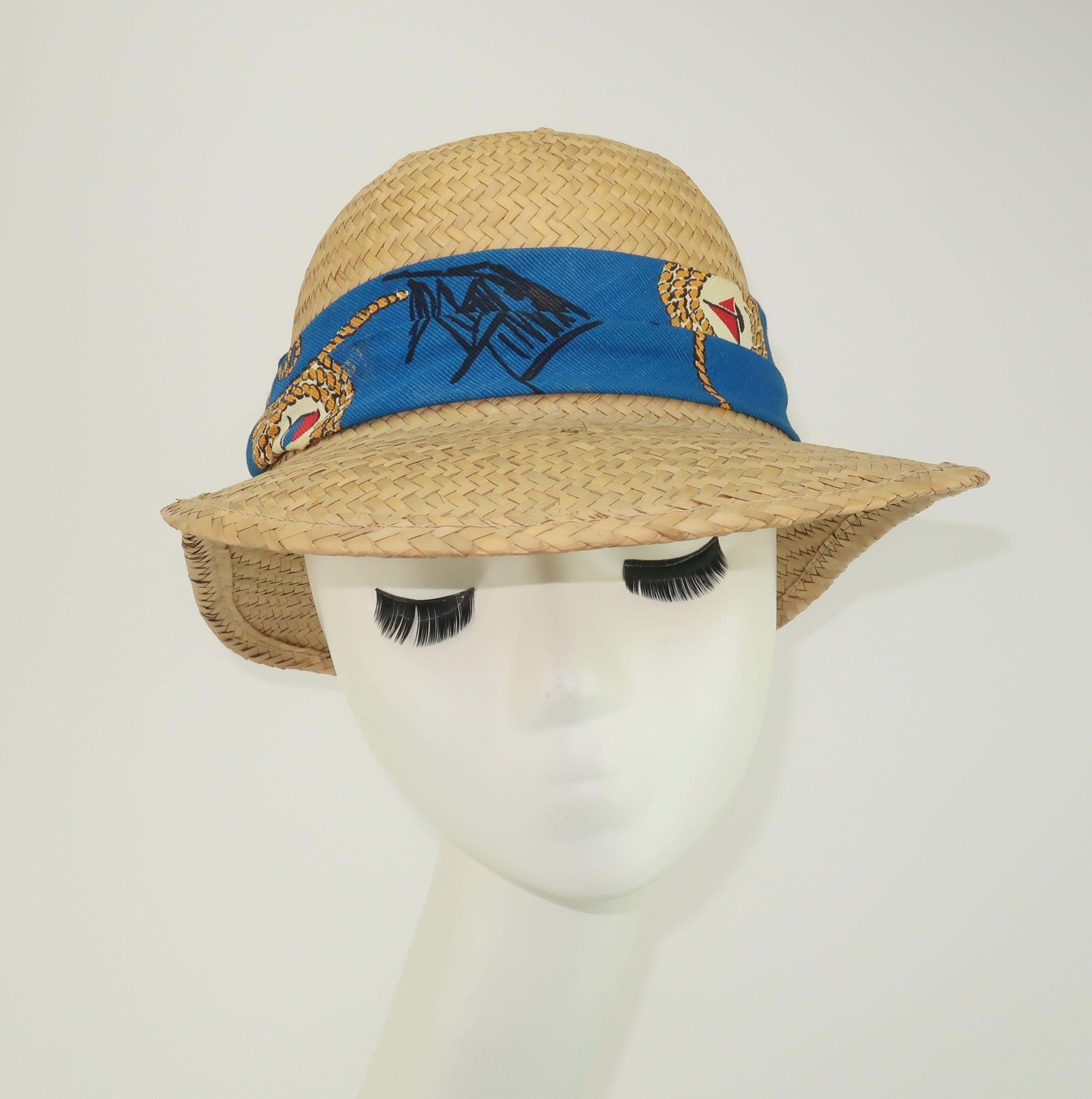 Billie Ross of the Palm Beaches Nautical Straw Hat, 1960's In Good Condition In Atlanta, GA