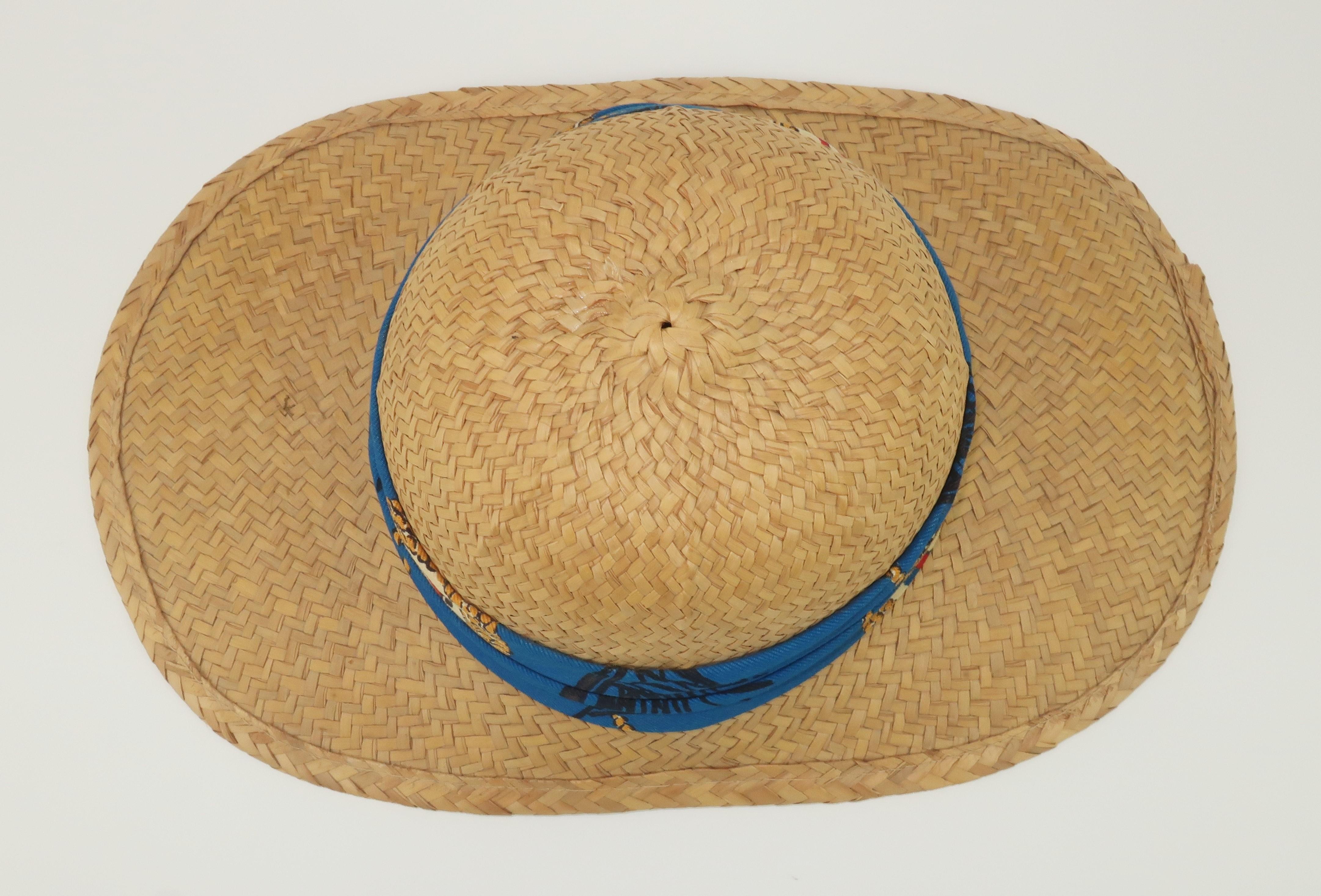 Women's Billie Ross of the Palm Beaches Nautical Straw Hat, 1960's