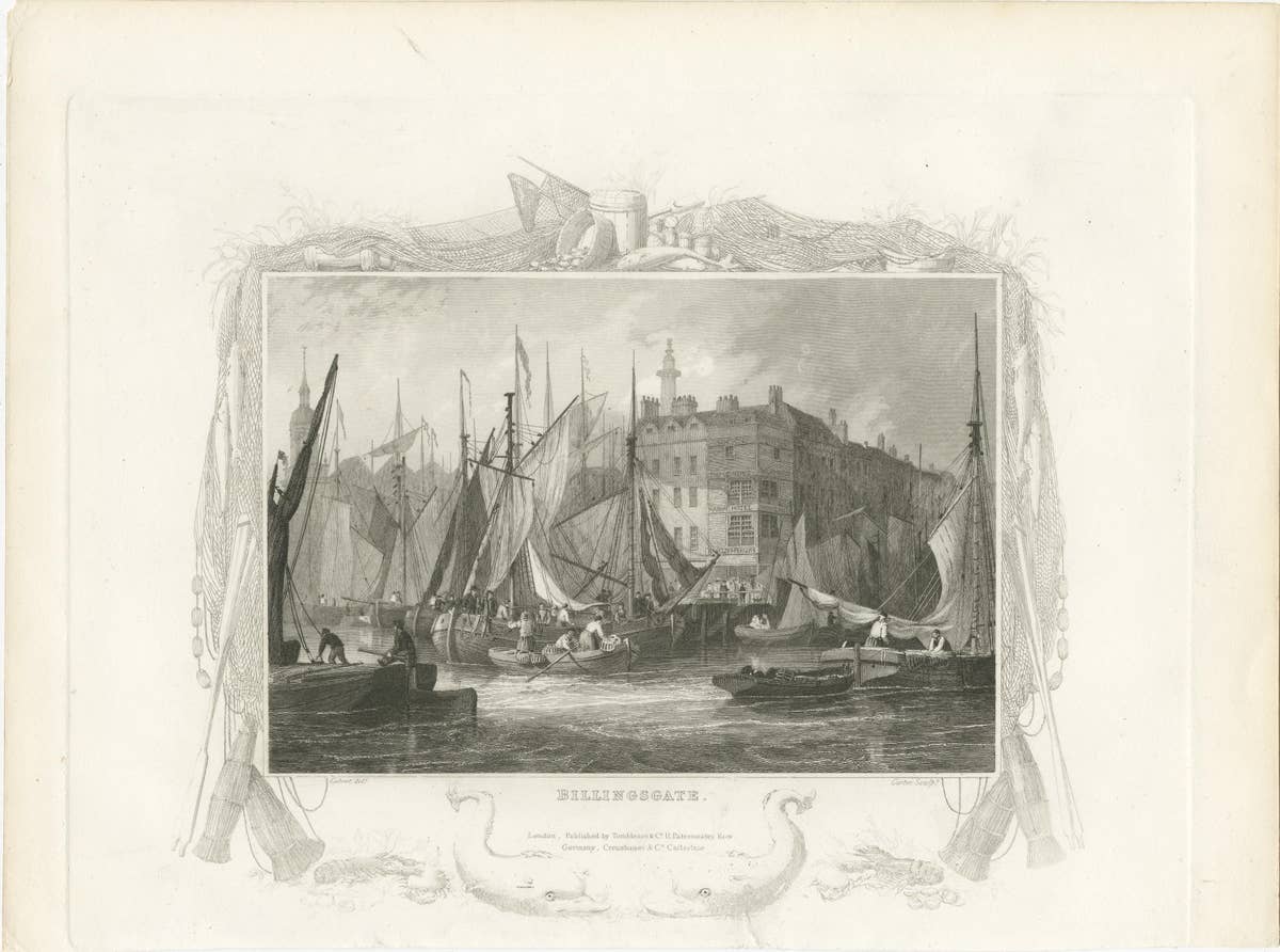 Billingsgate Market in the 1830s: A Hub of London's Maritime Commerce, 1835