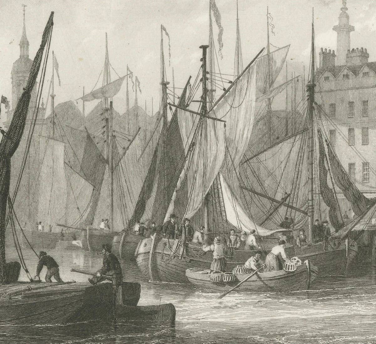 Billingsgate Market in the 1830s: A Hub of London's Maritime Commerce, 1835