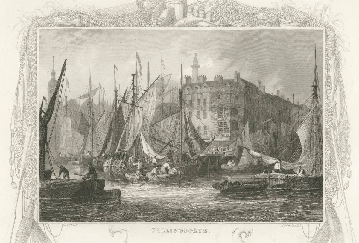 Billingsgate Market in the 1830s: A Hub of London's Maritime Commerce, 1835