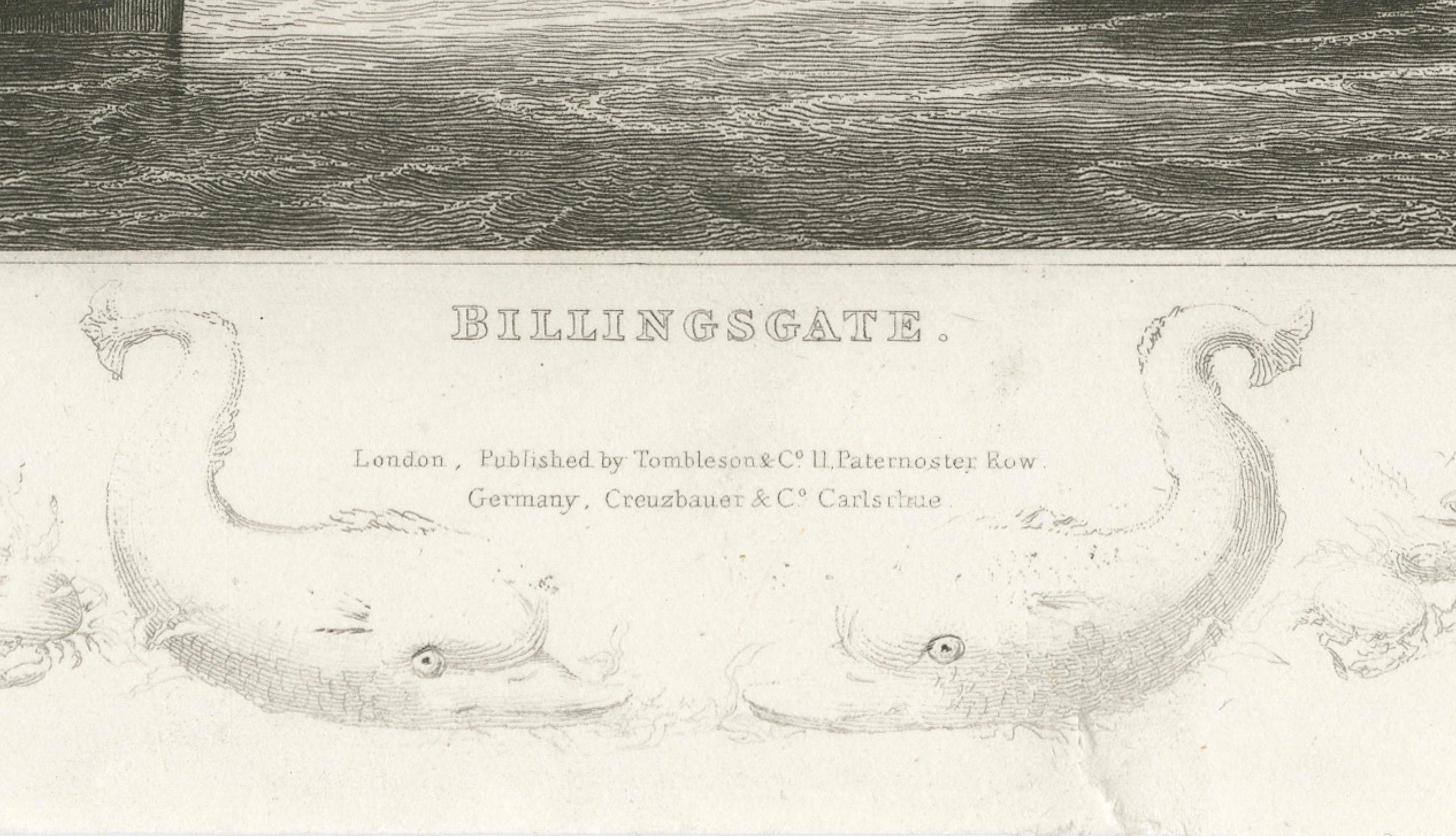 Paper Billingsgate Market in the 1830s: A Hub of London's Maritime Commerce, 1835 For Sale