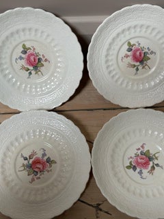 Billingsley, Spode Copeland, English Pink Rose Embossed, Porcelain Plates 1920