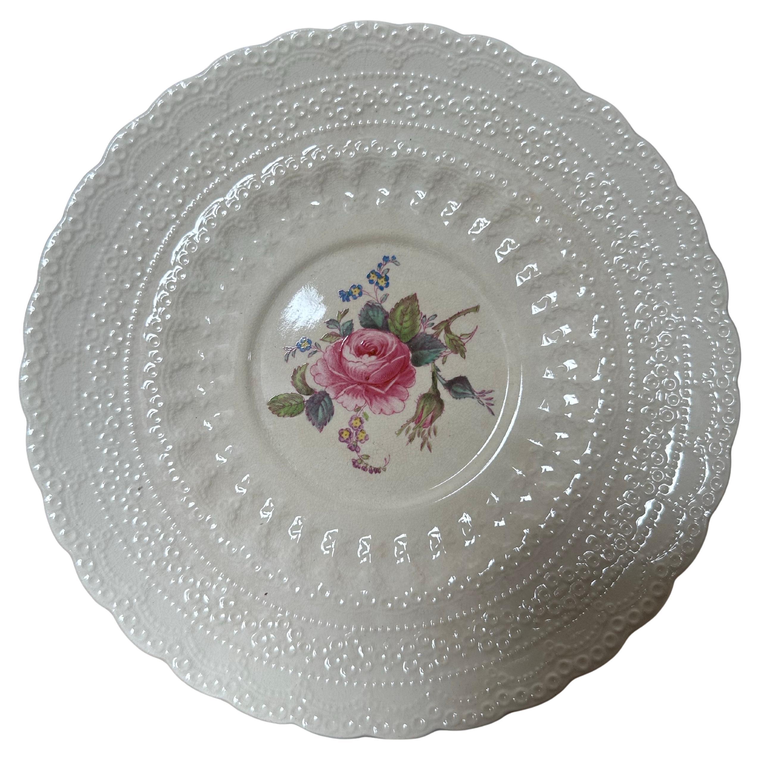 Billingsley, Spode Copeland, English Pink Rose Embossed, Porcelain Plates 1920