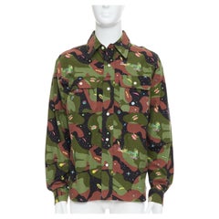 BILLIONAIRE BOYS CLUB green brown cotton camo UFO print shirt M