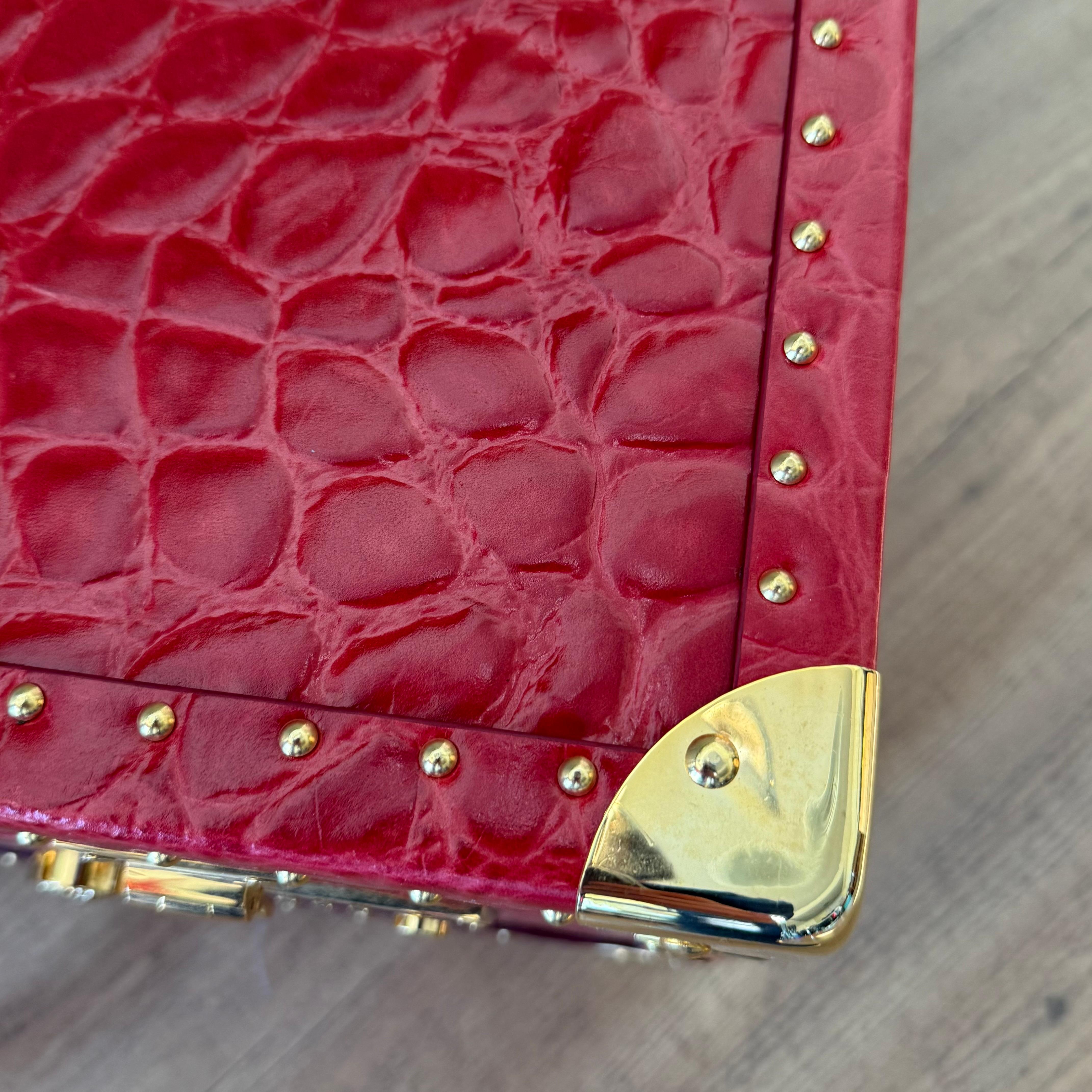 Valise Billionaire rouge imprimé cocco en vente 1