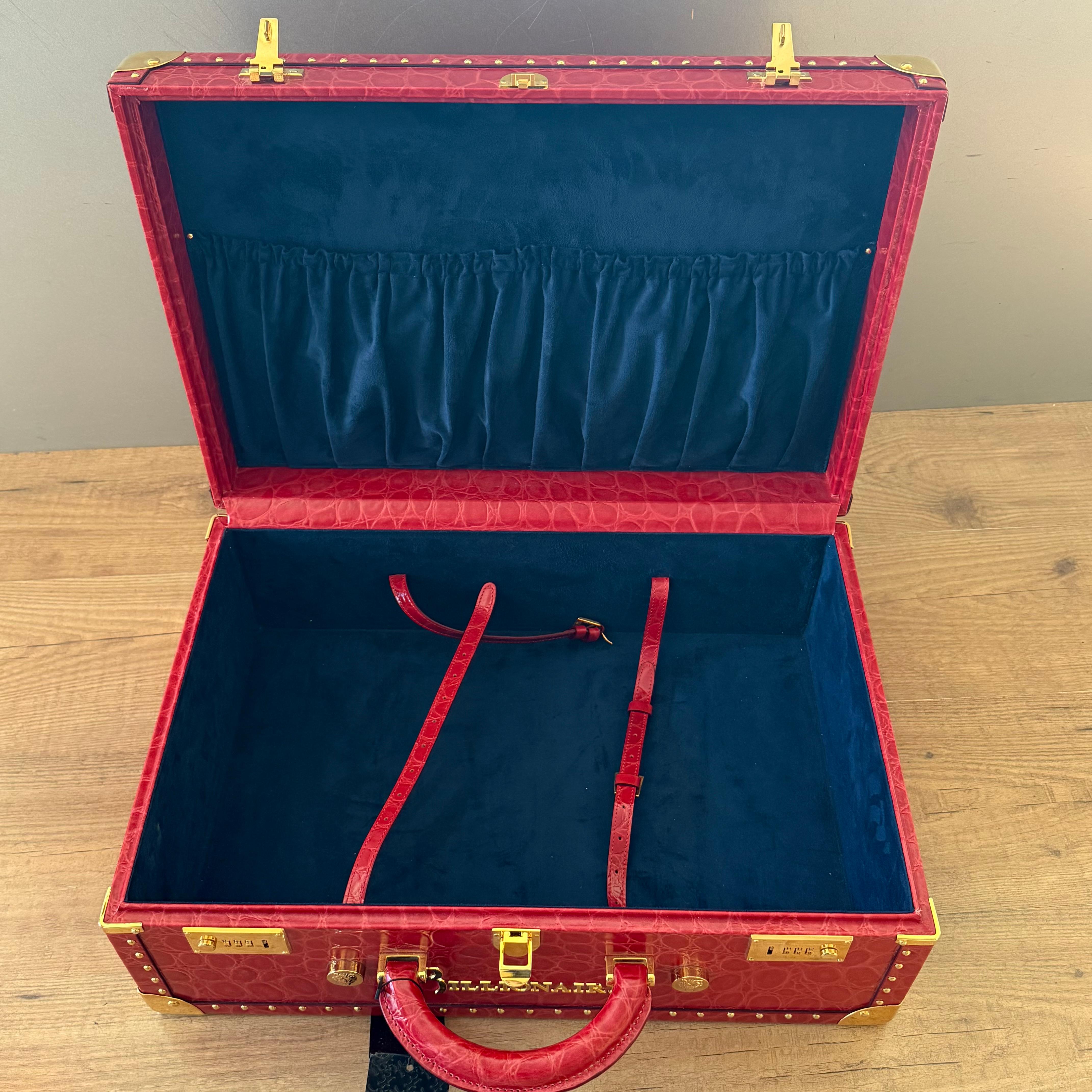 Valise Billionaire rouge imprimé cocco en vente 2