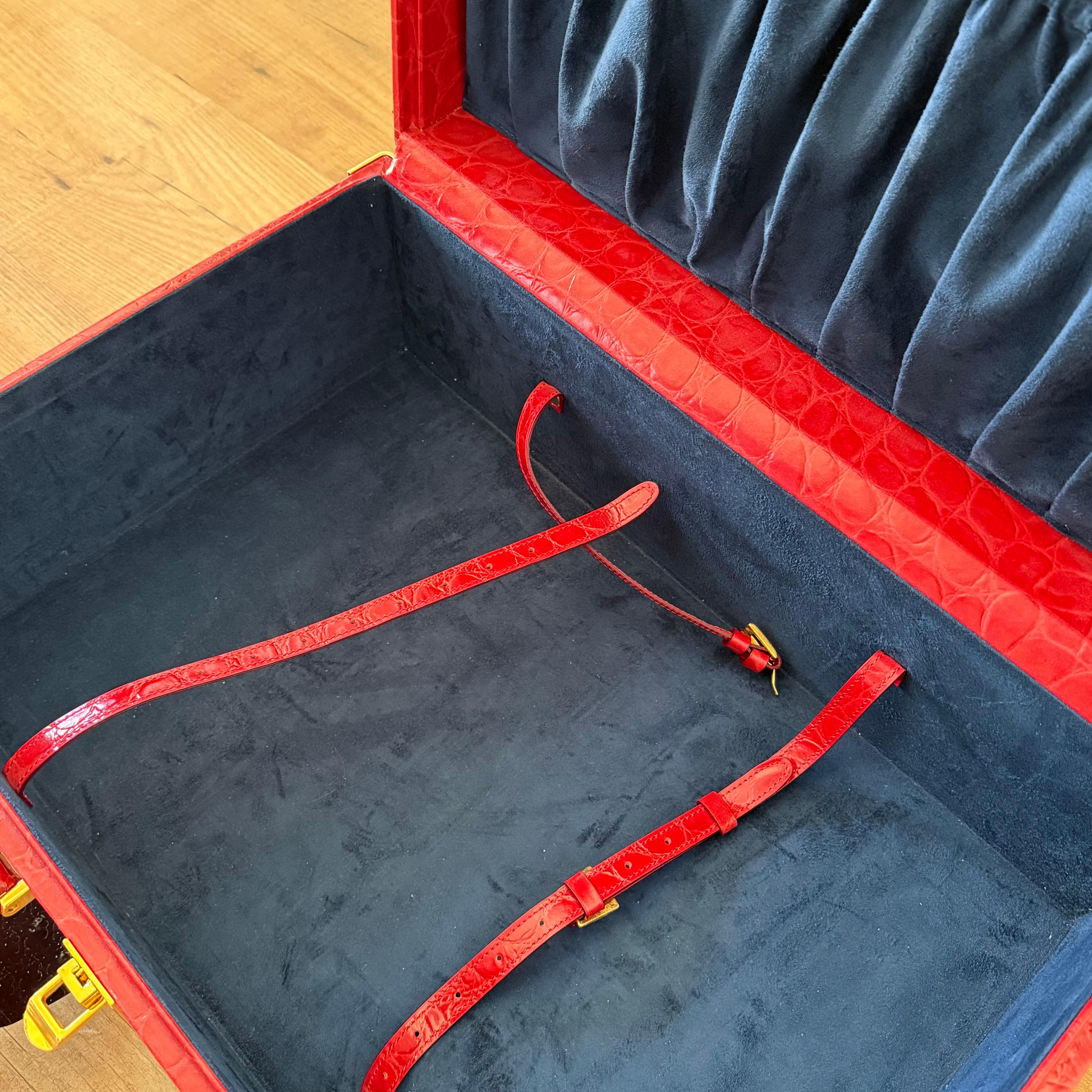 Valise Billionaire rouge imprimé cocco en vente 3