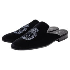 Metà mocassini in velluto Billionaire Crest in nero