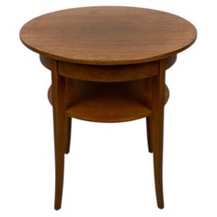Billnäs Solid Oak Side Table with Lower Shelf, Finland, Early 20th Century