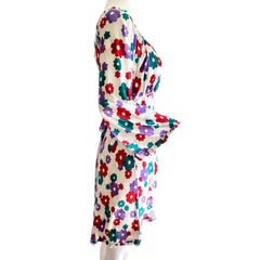 Billowy daisy print Boho silk peasant dress - FLORA KUNG NWT