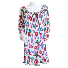 Billowy daisy print Boho silk peasant dress - FLORA KUNG NWT