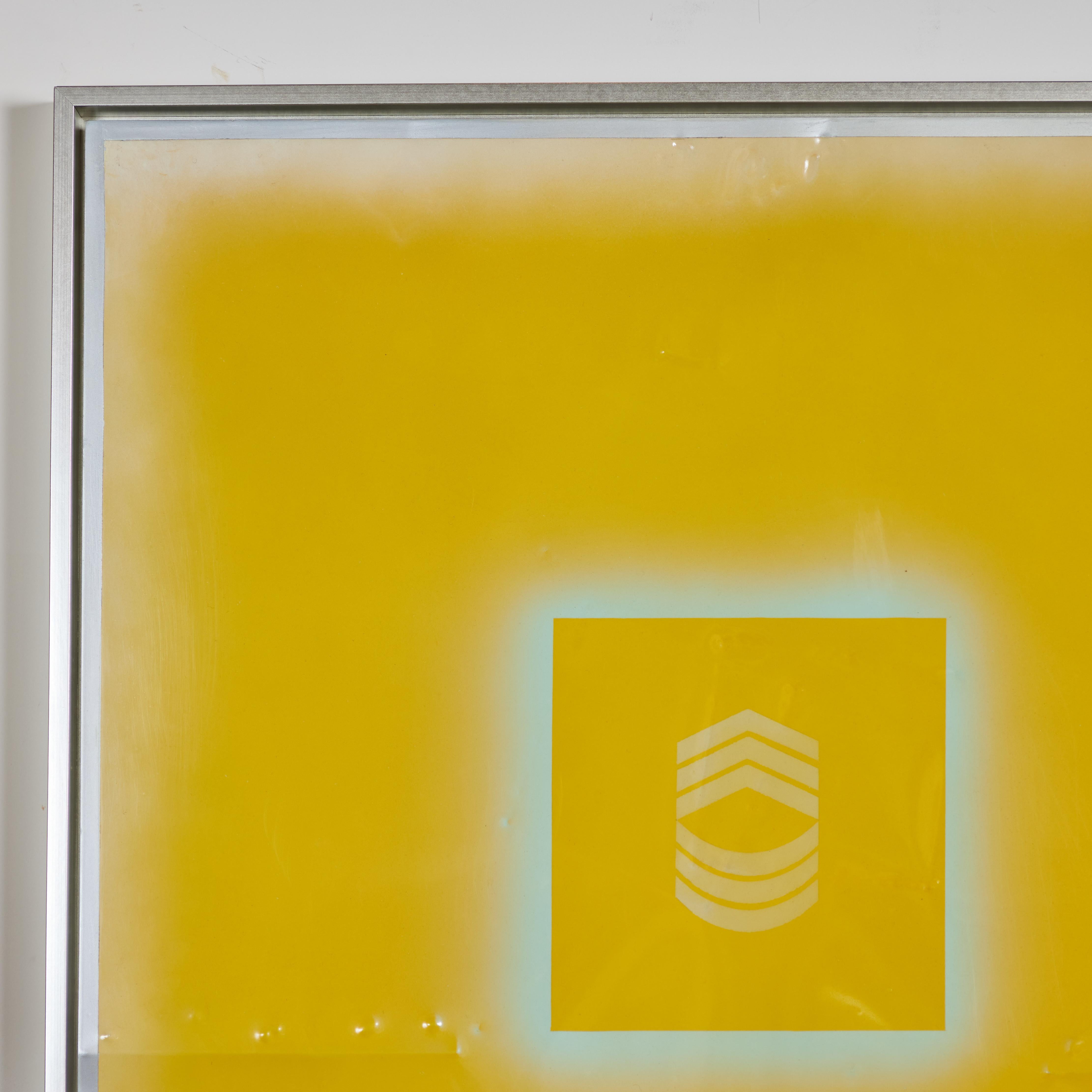 The Alamo – Yellow - Abstract Geometric Mixed Media Art by Billy Al Bengston