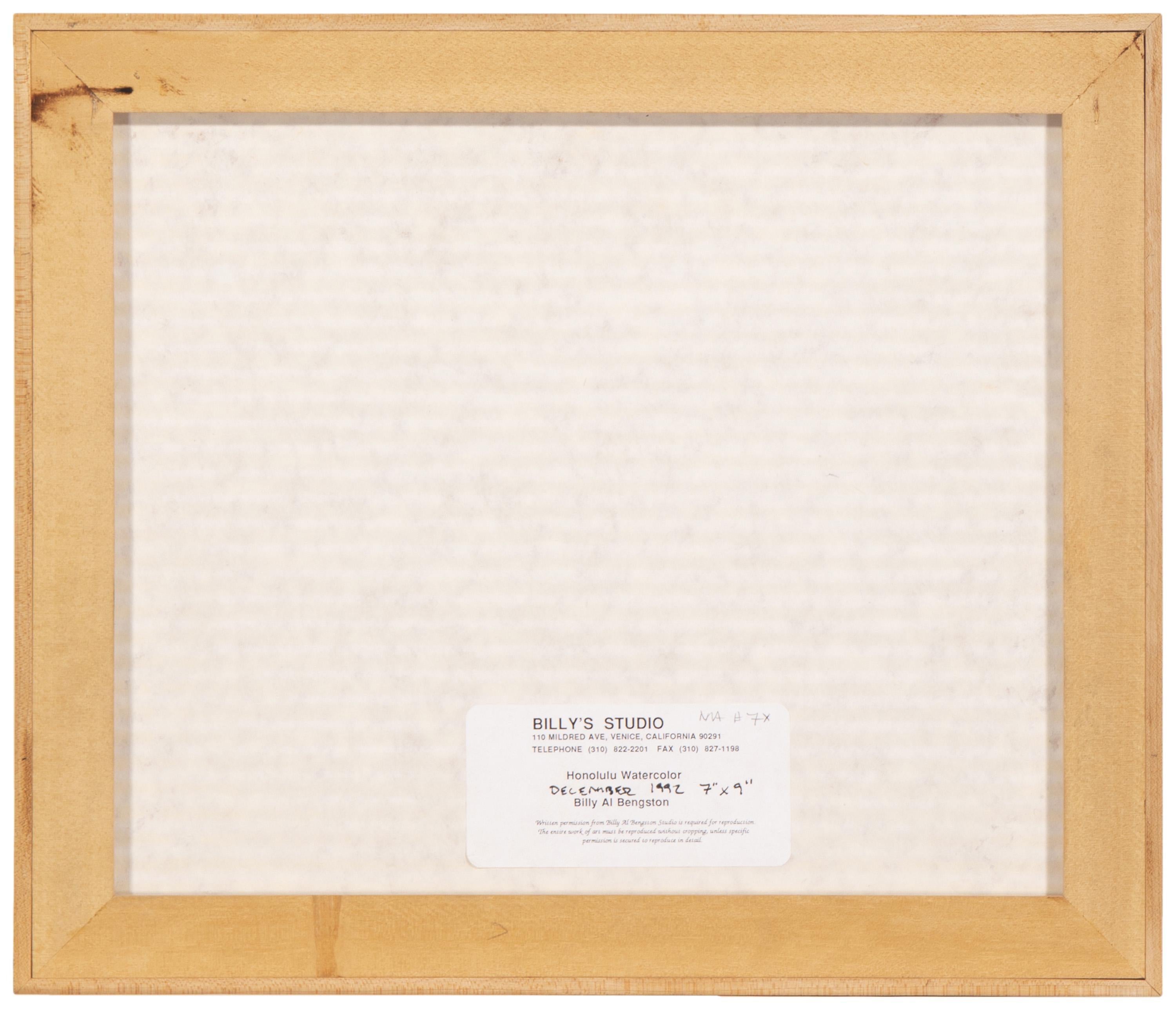 Acquerello Honolulu, opera unica firmata su carta del famoso artista pop di Los Angeles, Famed - Painting Pop Art di Billy Al Bengston