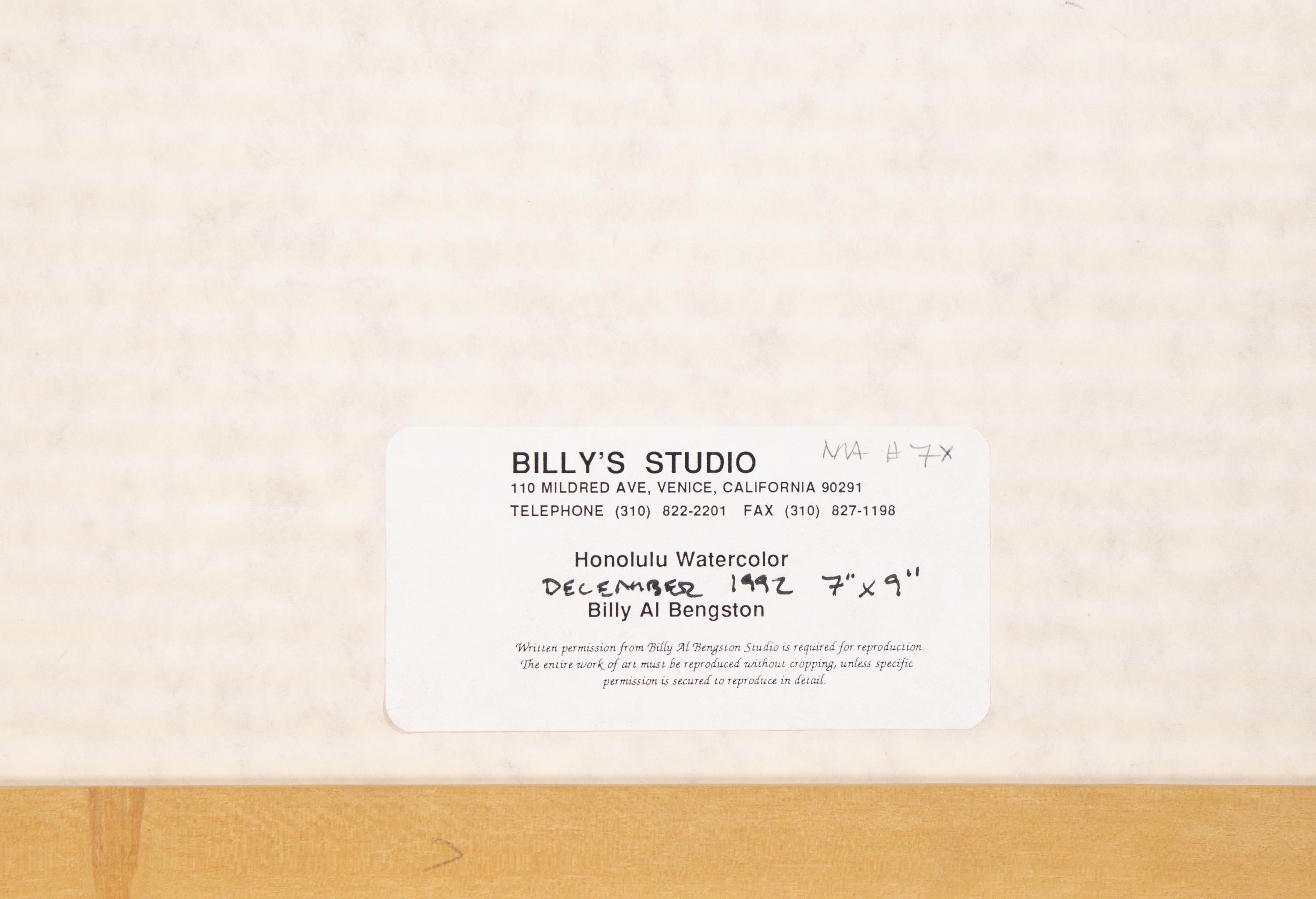Acquerello Honolulu, opera unica firmata su carta del famoso artista pop di Los Angeles, Famed - Abstract Painting Beige di Billy Al Bengston