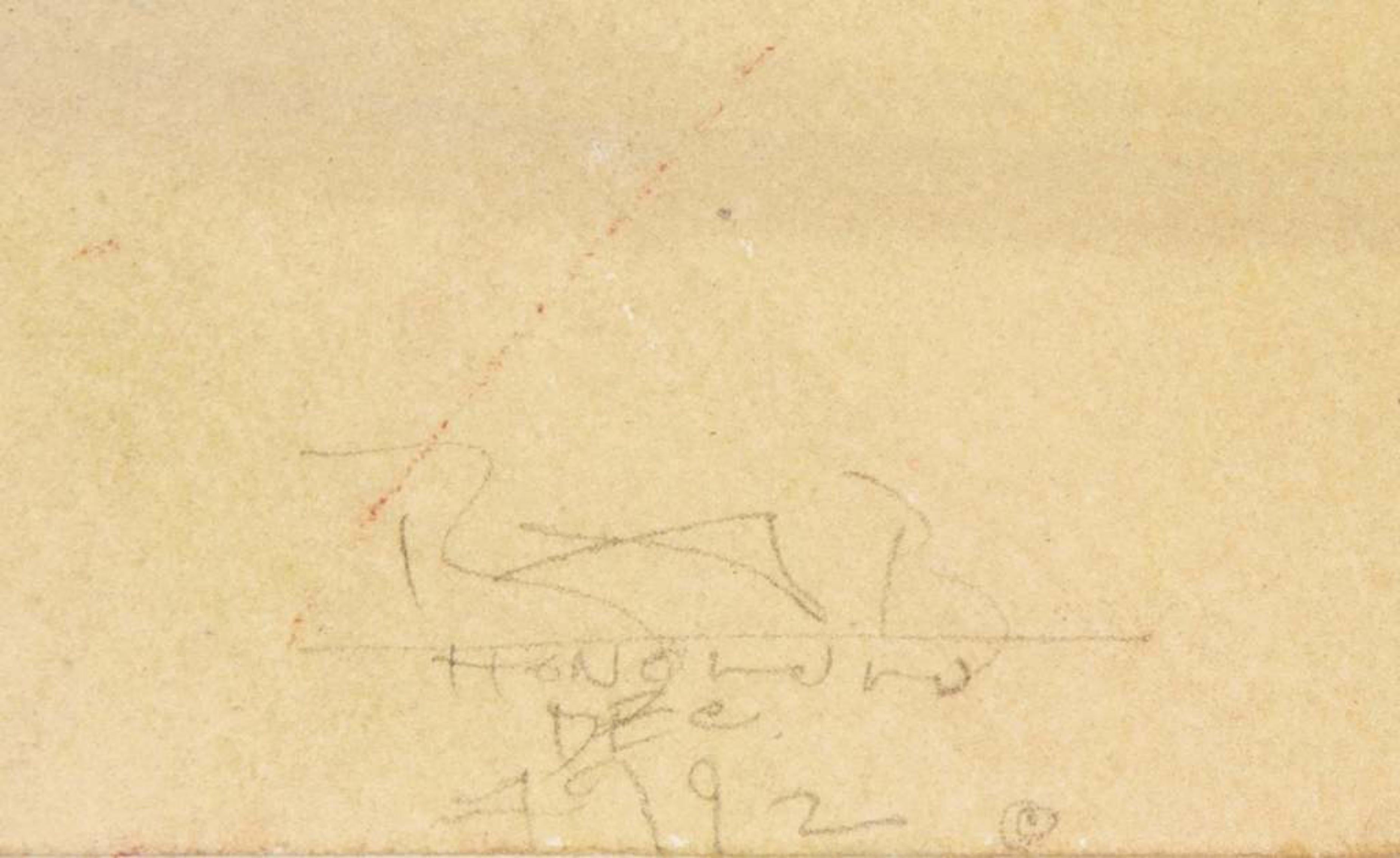 Billy Al Bengston
Acquerello di Honolulu, 1992
Acquerello su carta fatta a mano con bordo decorato in una cornice fatta a mano dall'artista con etichetta dello studio verso
Firmato, titolato e datato a matita in basso al centro, con il simbolo di