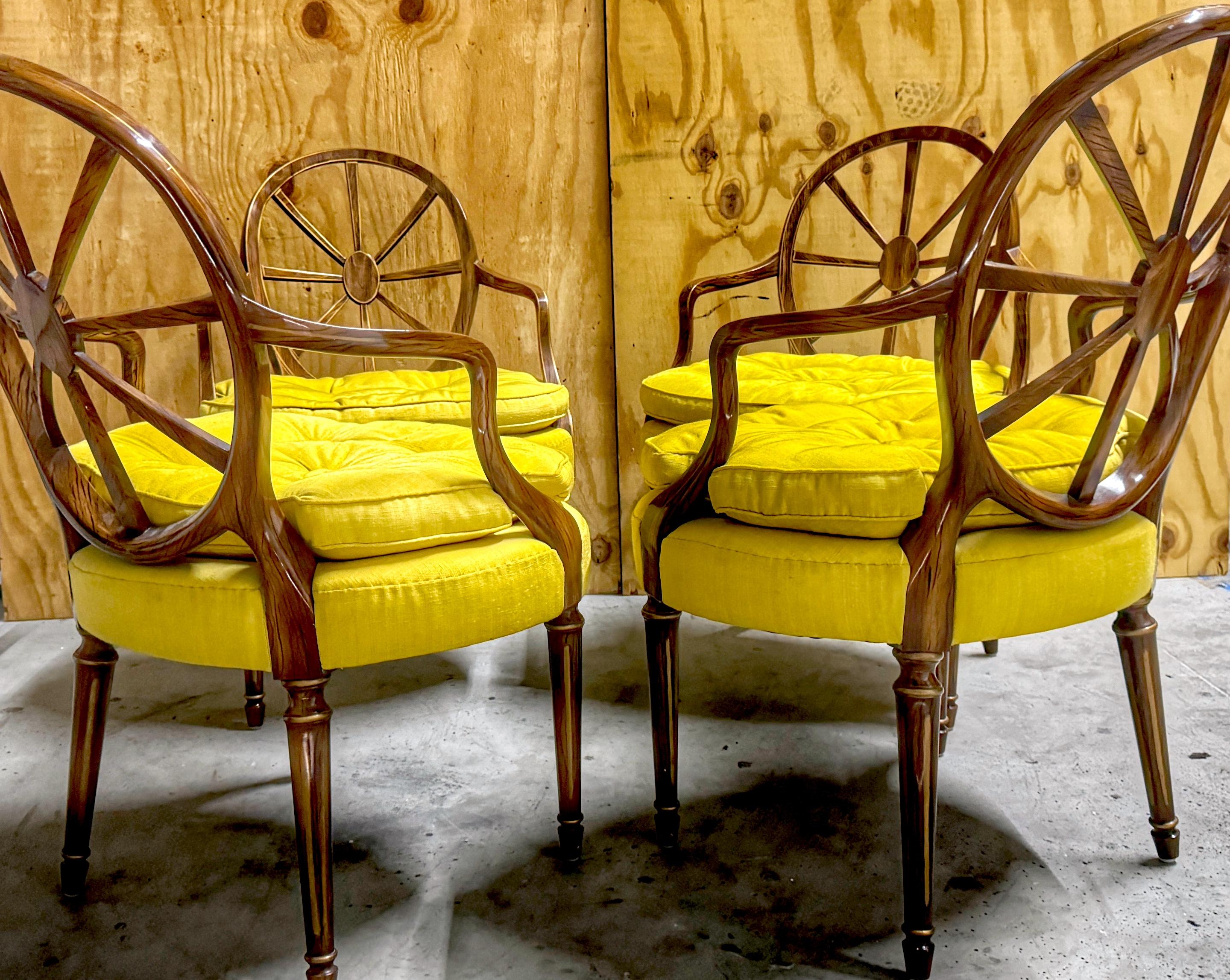 Hand-Painted Billy Baldwin Attributed Regency Style Faux Rosewood Armchairs, Sold in Pairs  For Sale
