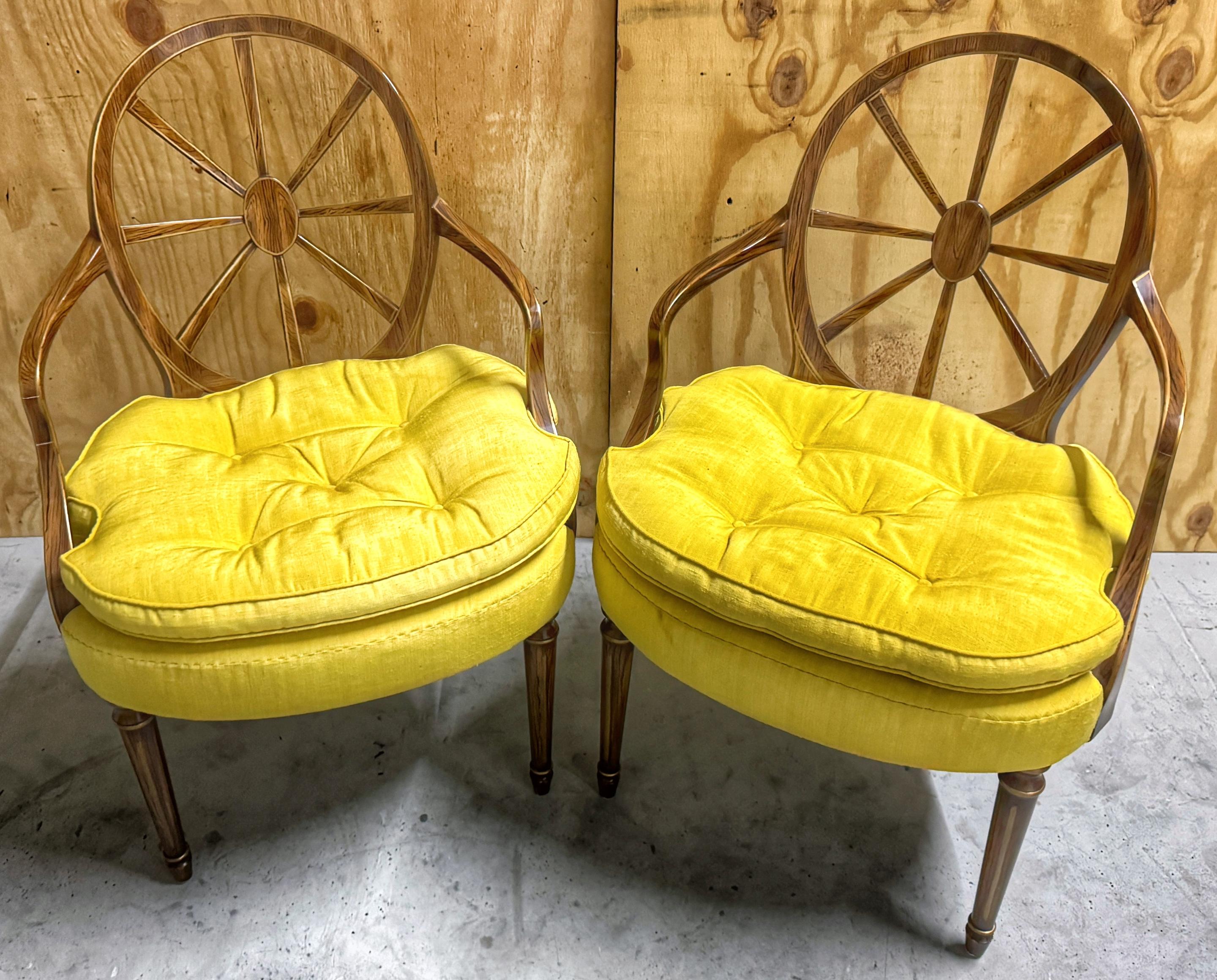 20th Century Billy Baldwin Attributed Regency Style Faux Rosewood Armchairs, Sold in Pairs  For Sale