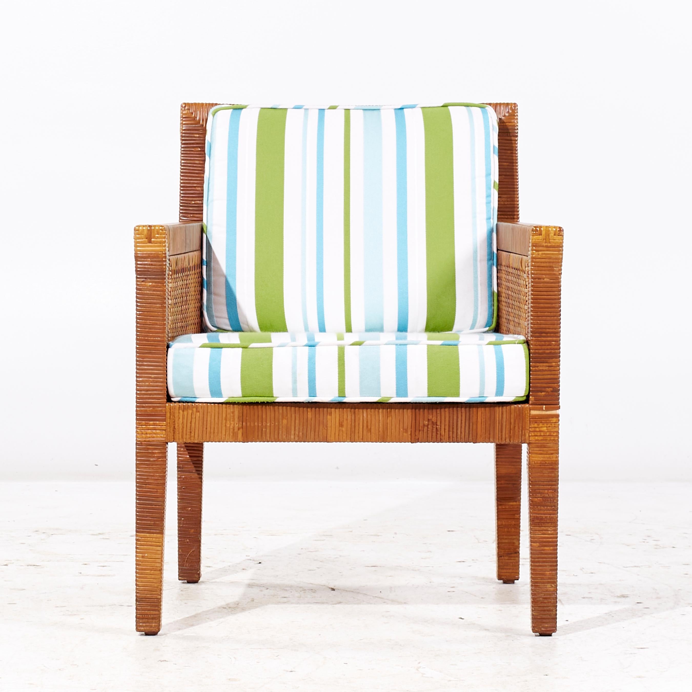 Baldwin Bielecky Brothers Chaises longues et ottomanes en rotin et en laiton MCM Bon état - En vente à Countryside, IL