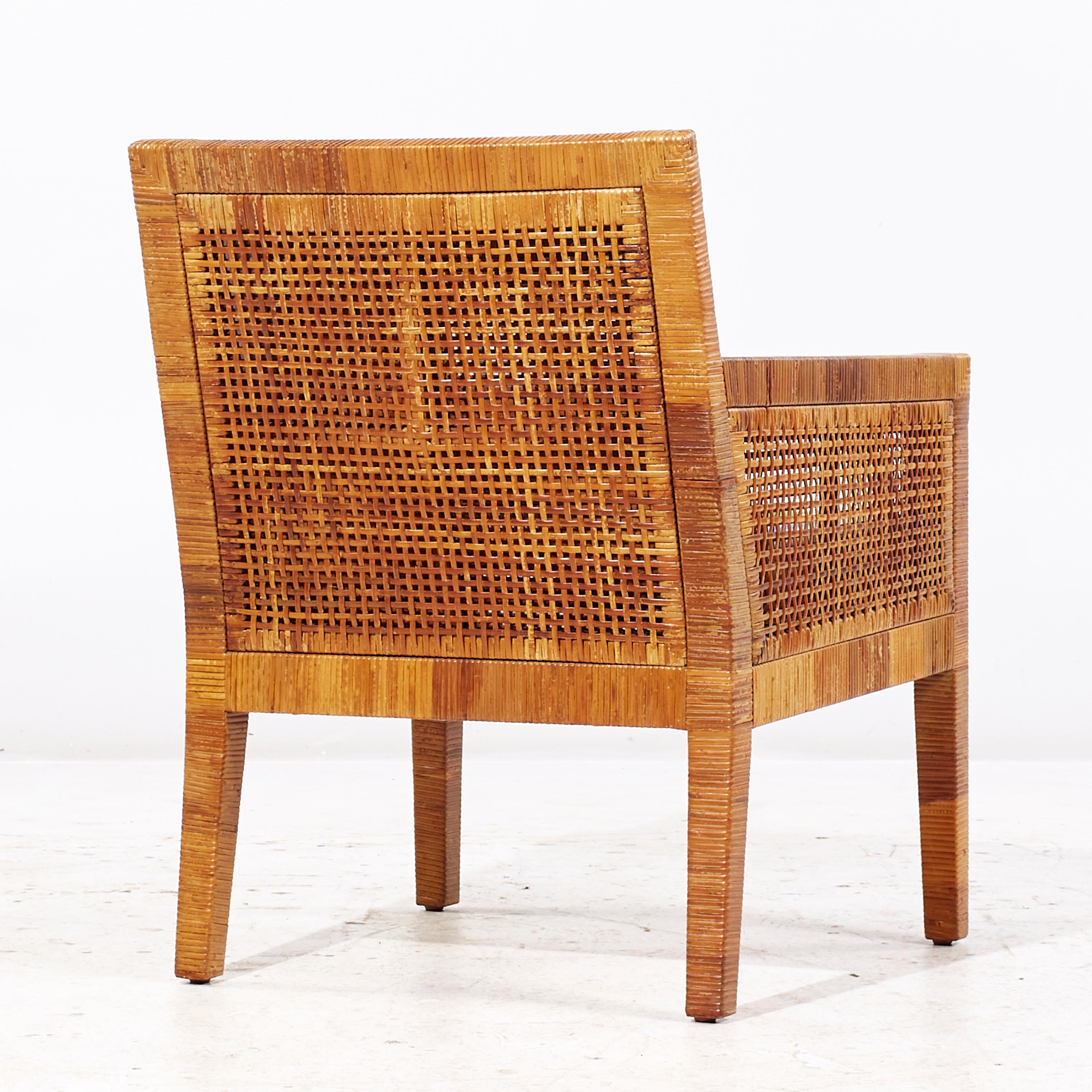 Laiton Baldwin Bielecky Brothers Chaises longues et ottomanes en rotin et en laiton MCM en vente