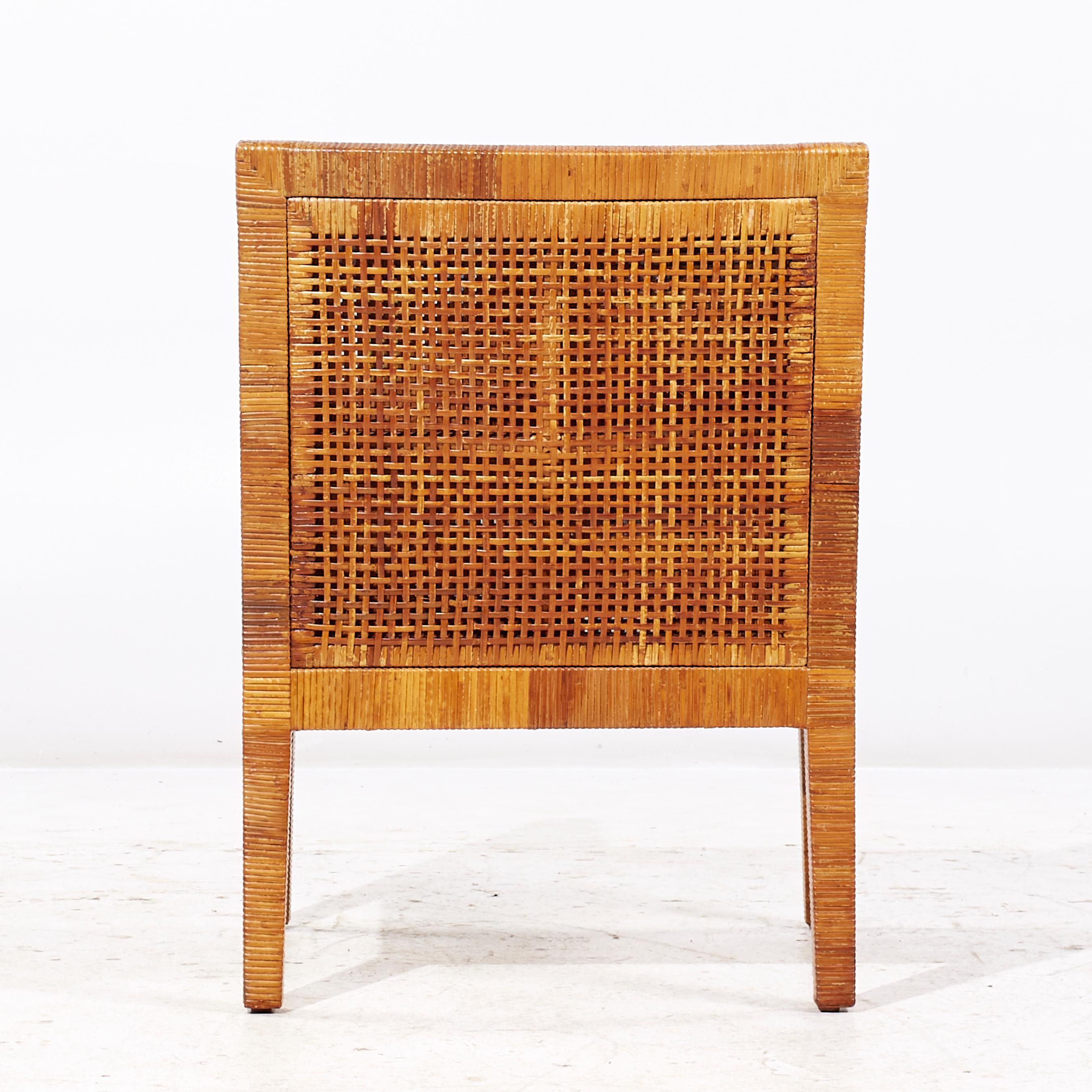 Baldwin Bielecky Brothers Chaises longues et ottomanes en rotin et en laiton MCM en vente 1