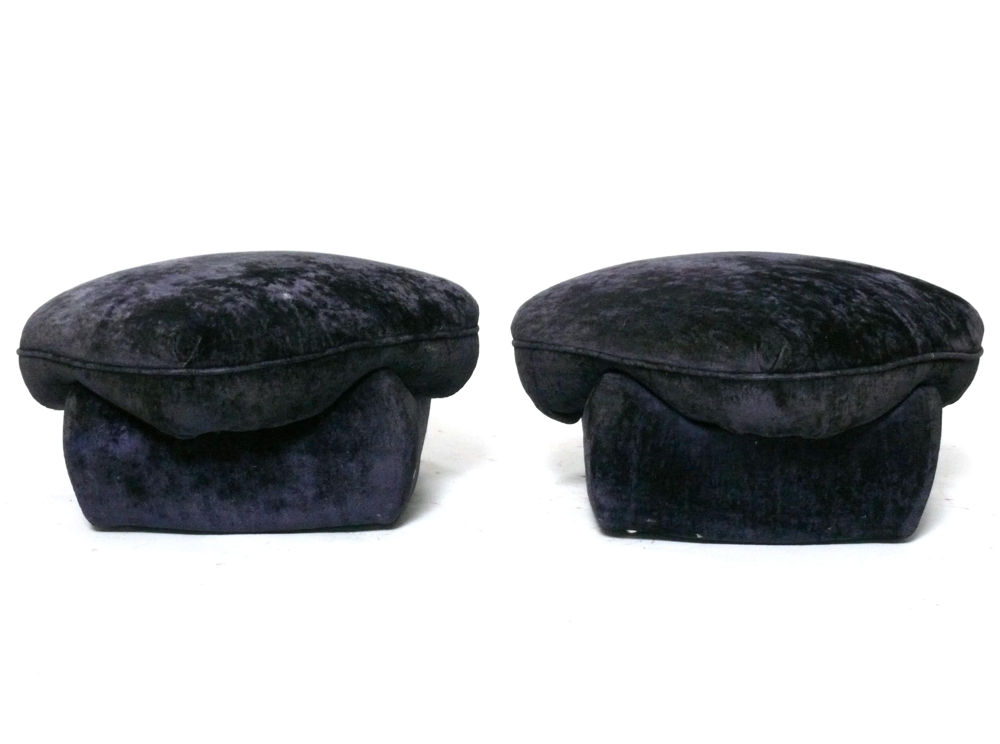 Billy Baldwin La Fiorentina Stools Pair Reupholstered In Your Fabric Poufs In Good Condition For Sale In Atlanta, GA