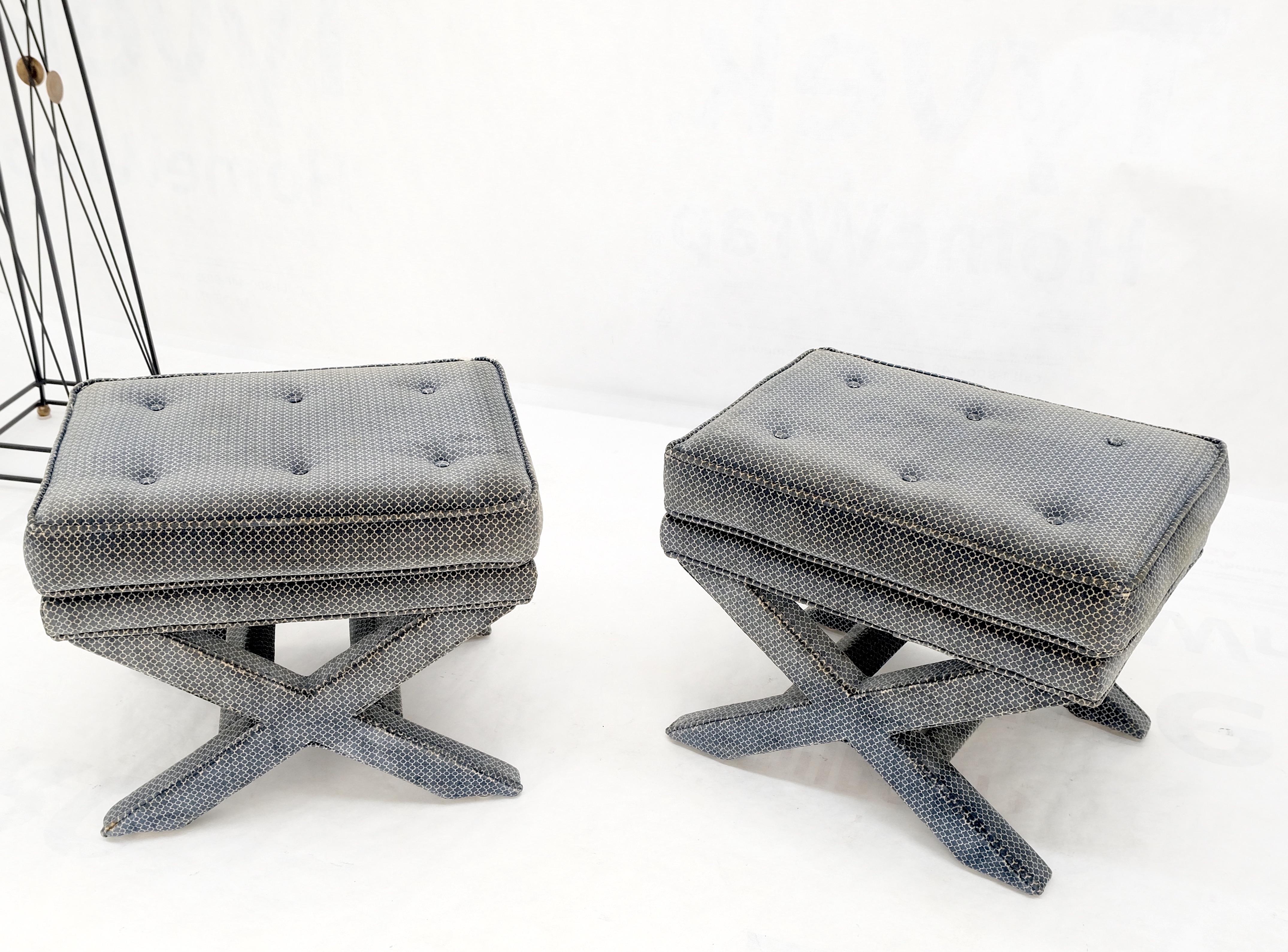 Billy Baldwin pair of vintage x-benches slightly in as is condition.