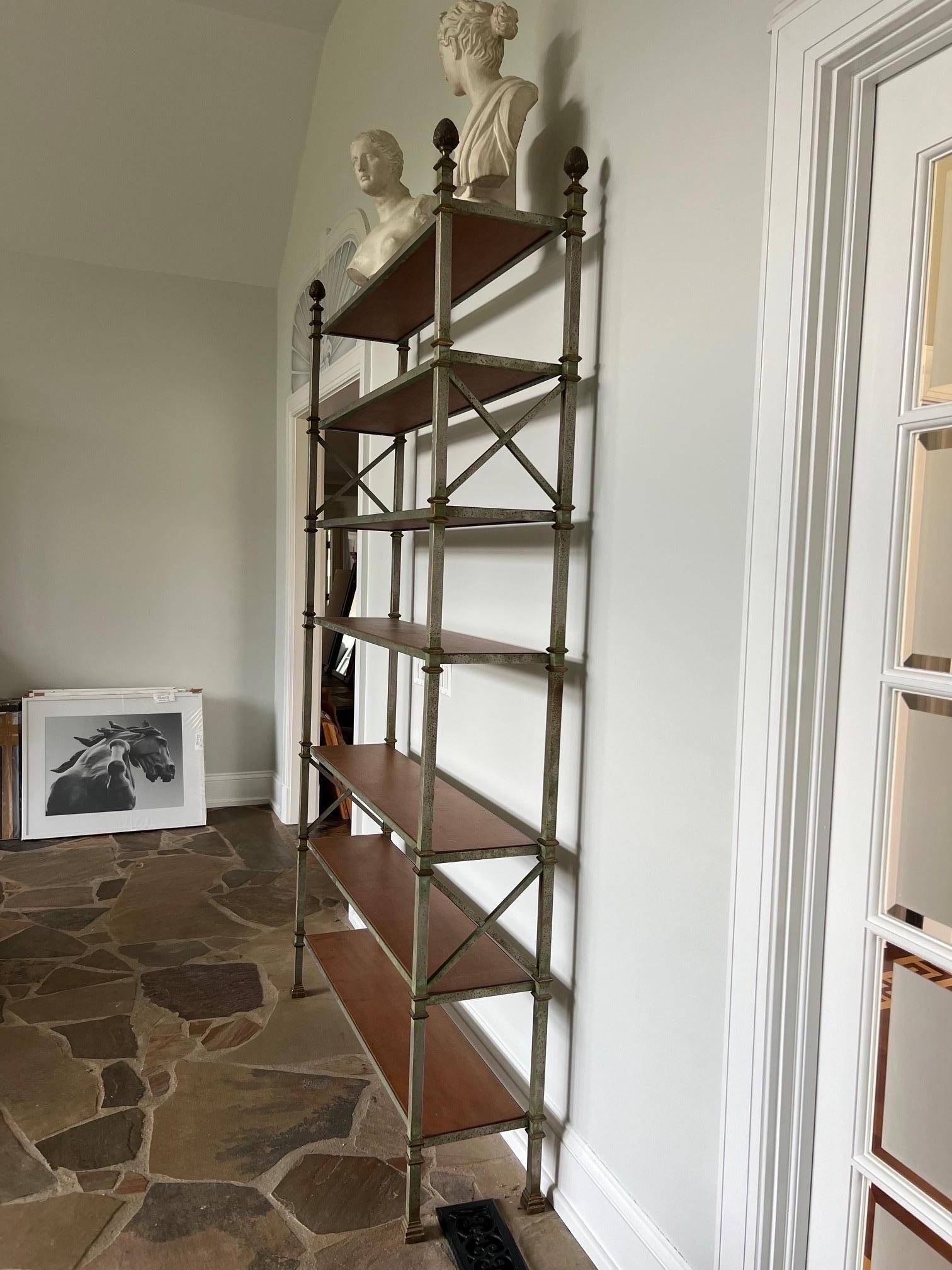 American Billy Baldwin Style Metal & Brass Etagere Book Shelves, 20th Century For Sale