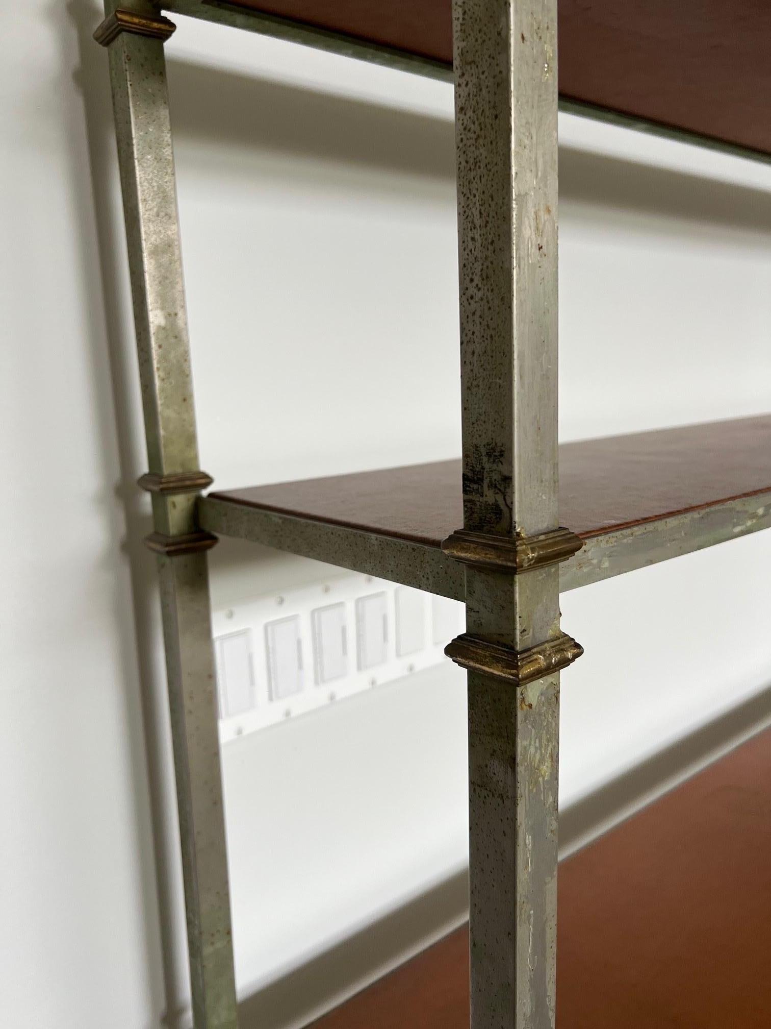 Billy Baldwin Style Metal & Brass Etagere Book Shelves, 20th Century For Sale 1