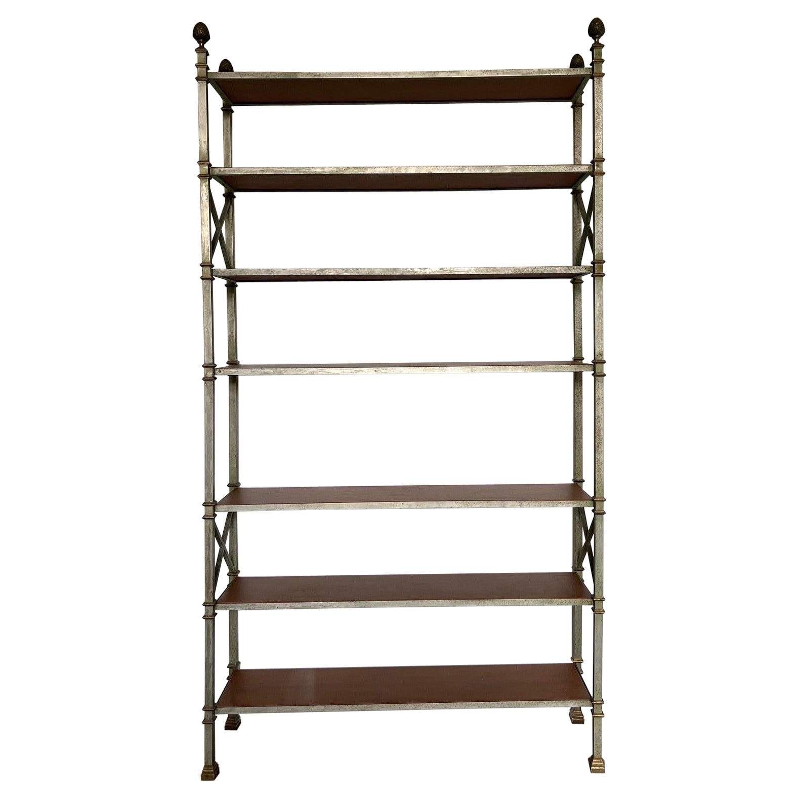 Billy Baldwin Style Metal & Brass Etagere Book Shelves, 20th Century
