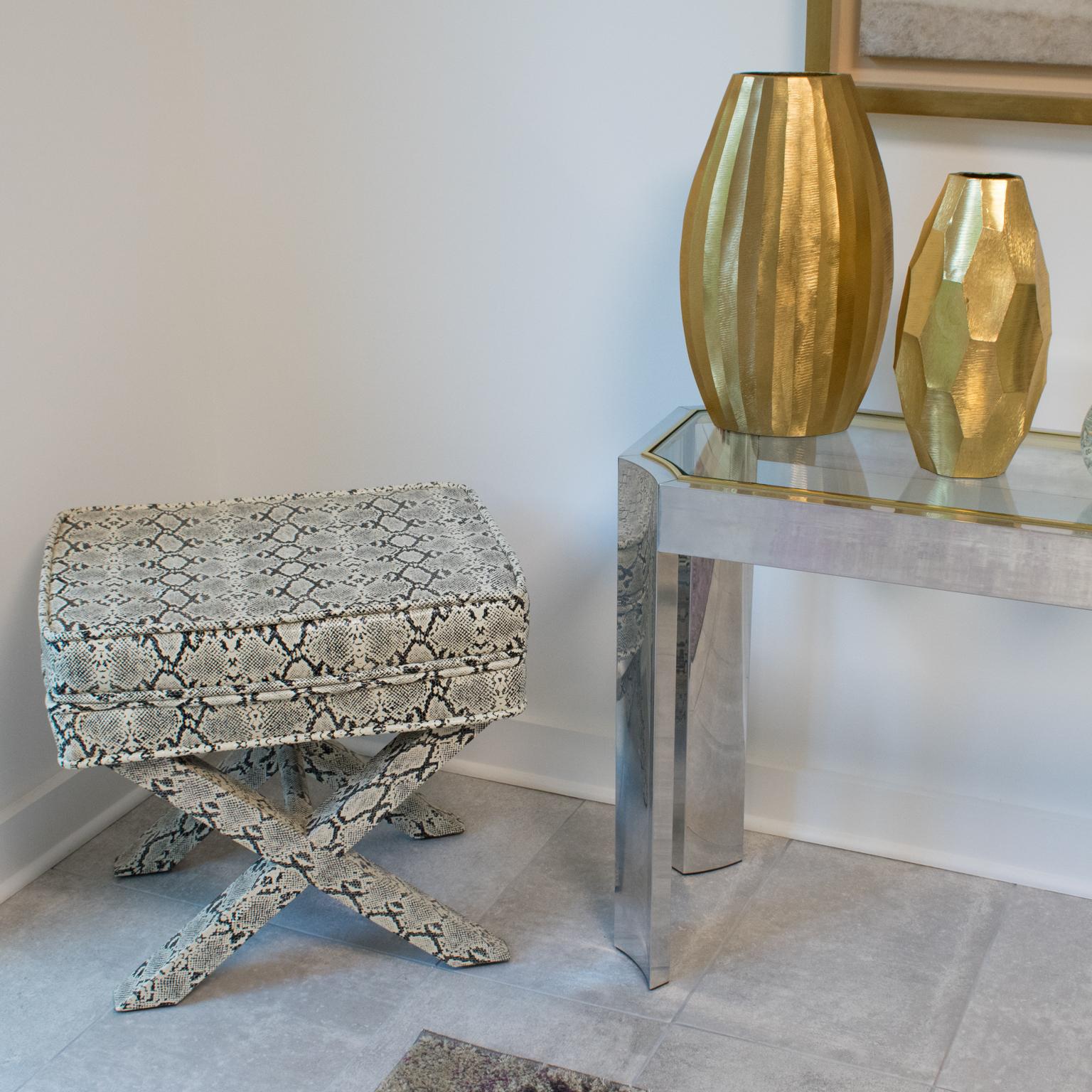 Billy Baldwin Style Python Leather X-Bench Ottoman Footstool For Sale 7