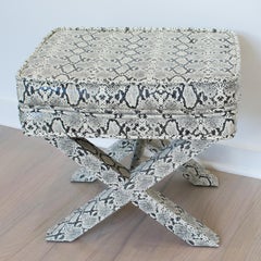 Billy Baldwin Style Python Leather X-Bench Ottoman Footstool