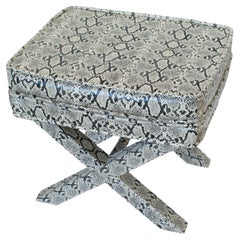 Billy Baldwin Style Python Leather X-Bench Ottoman Footstool