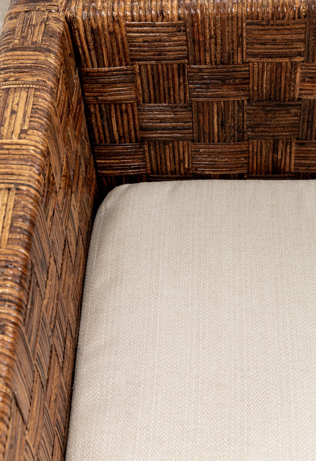 Billy Baldwin Style Two Part Cane Basketweave Parsons Sofa Settee 3